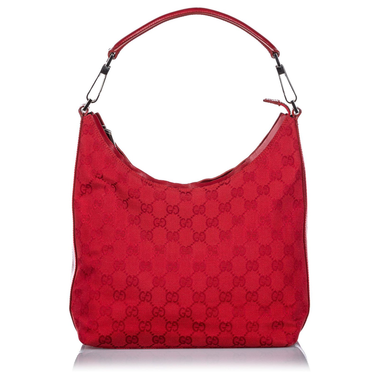 Gucci Red GG Canvas Shoulder Bag Leather Cloth Cloth ref.152585