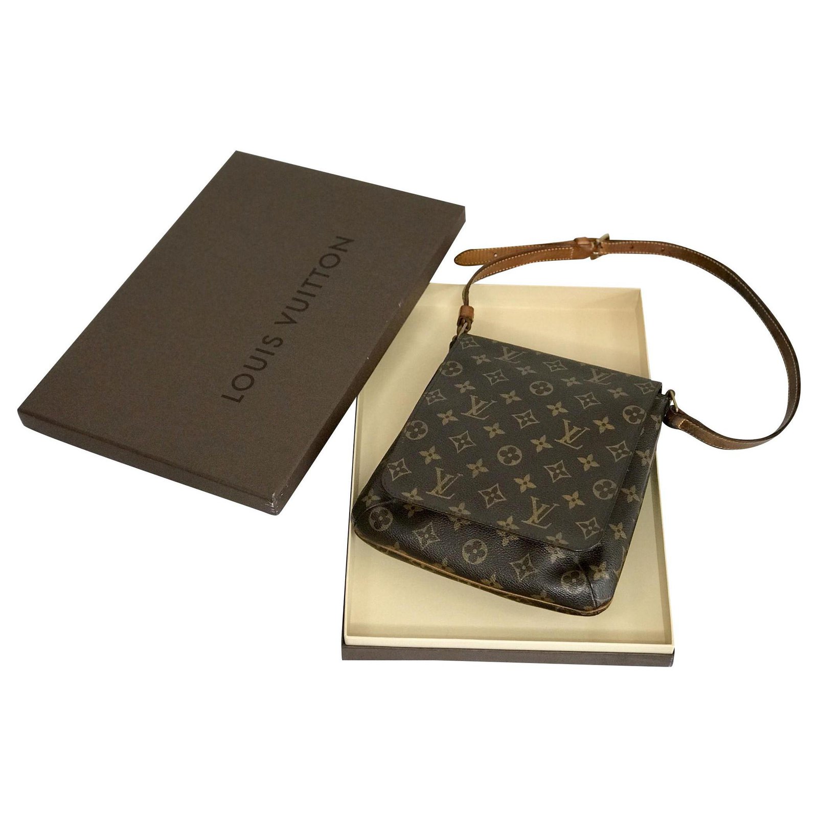 Louis Vuitton Musette Salsa bag Brown Beige Leather Cloth ref.152890 - Joli  Closet