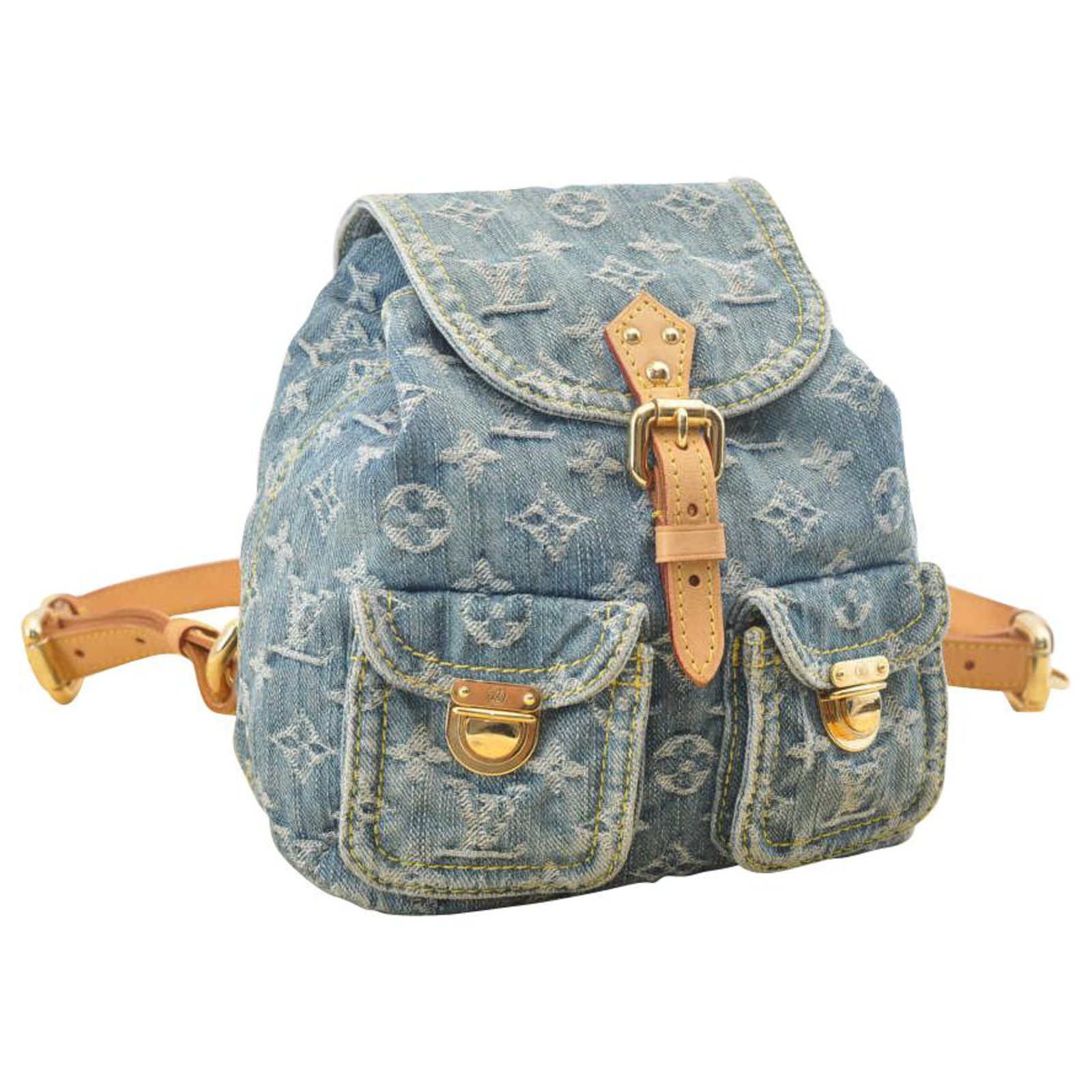 Louis Vuitton Denim Backpack Blue ref.152931 - Joli Closet