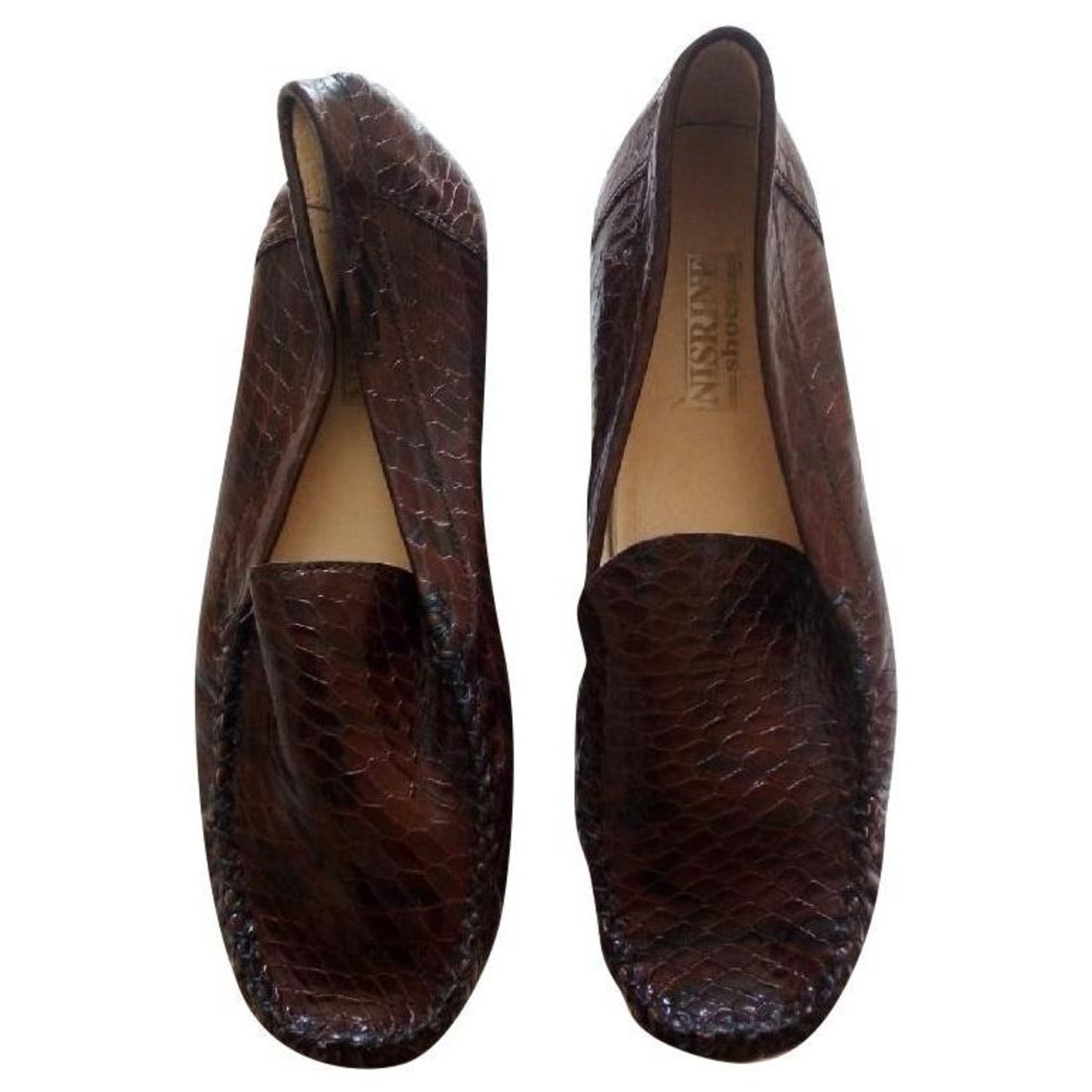 Autre Marque brown crocodile loafers for women Leather ref.152955 ...