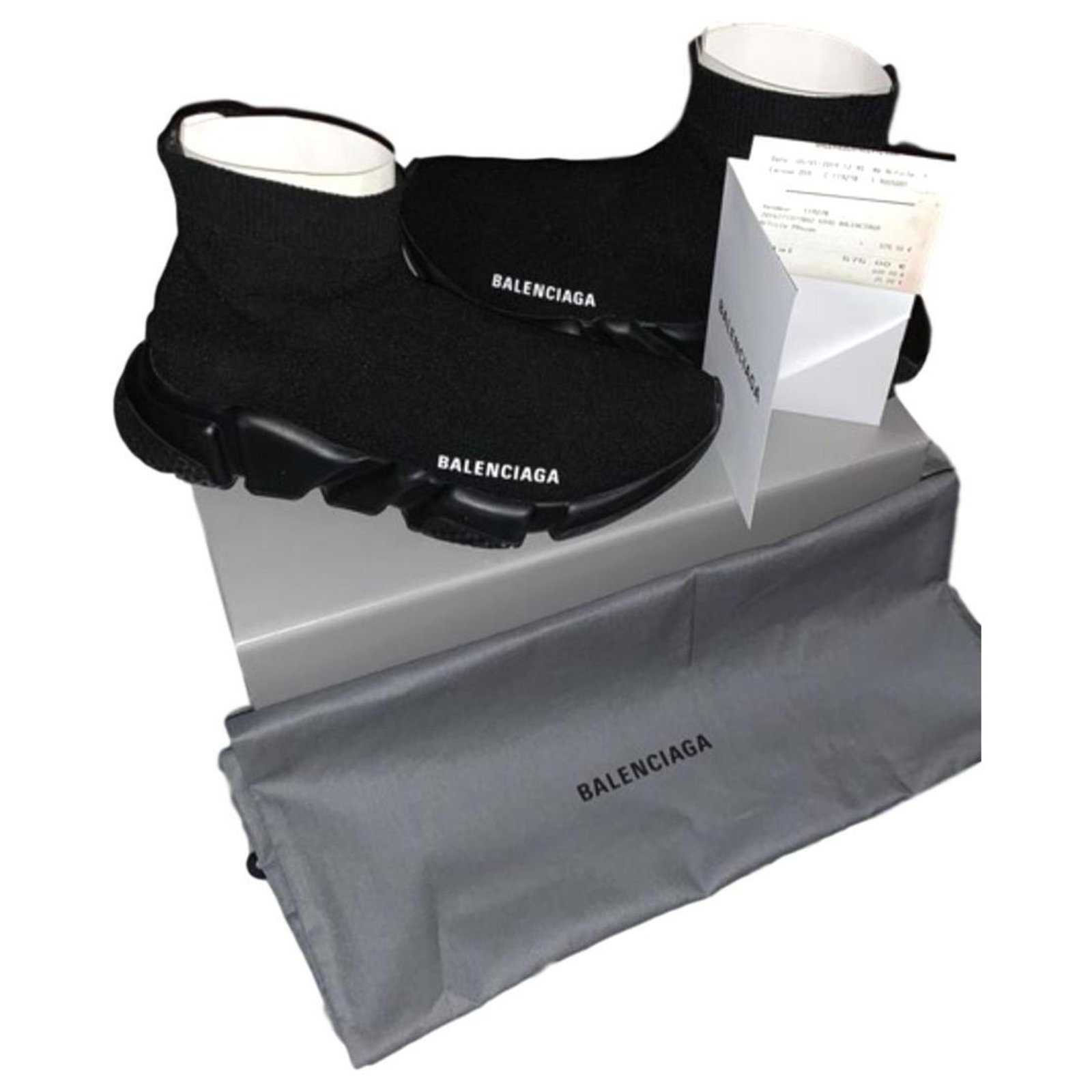Balenciaga Fold Speed Trainer Black White Cloth ref.538185 - Joli Closet