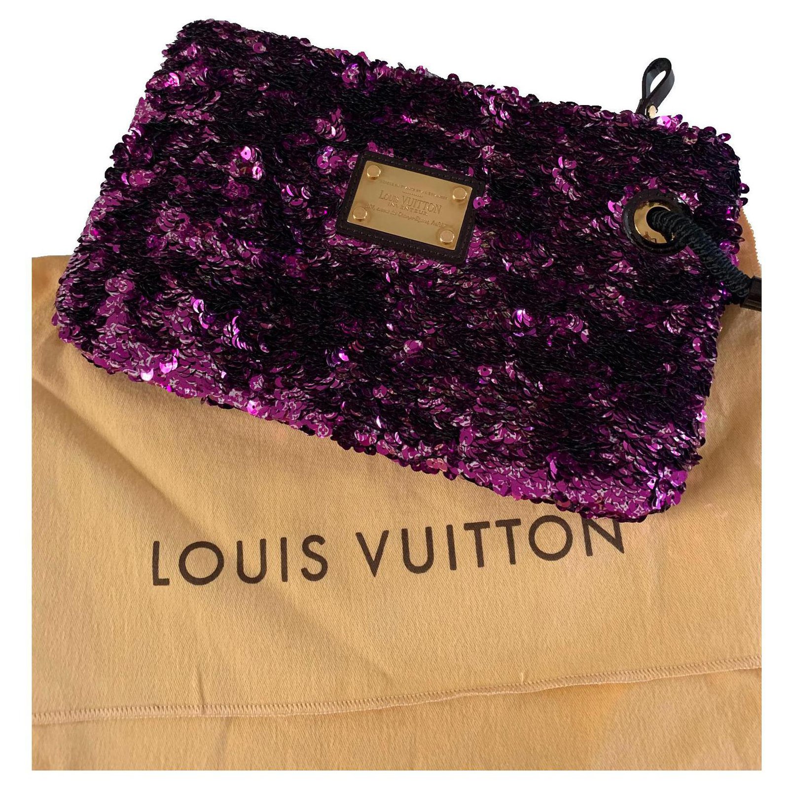 Louis Vuitton Rococo Silver & Purple Sequin Large Wristlet Pochette - SOLD
