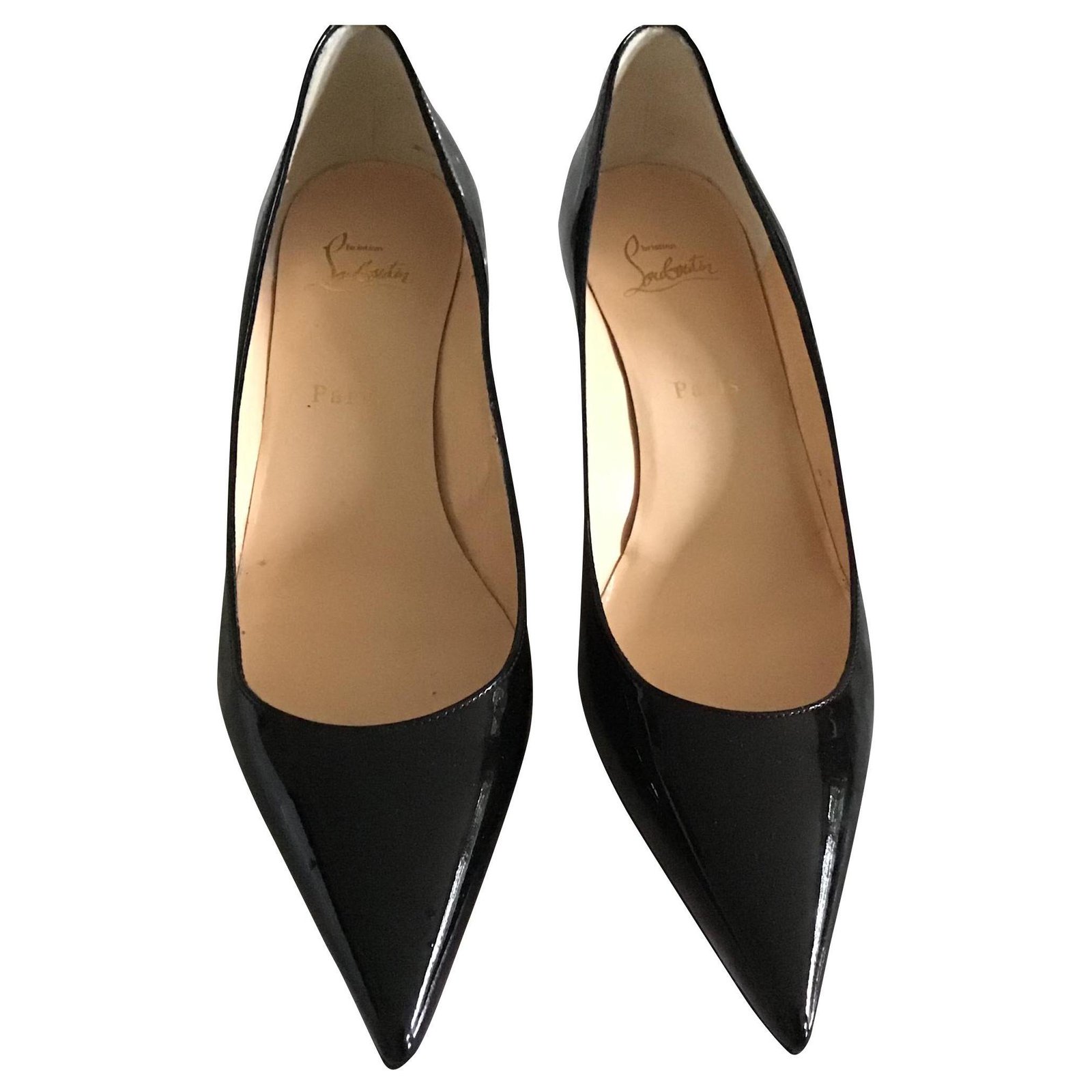 black patent louboutin heels