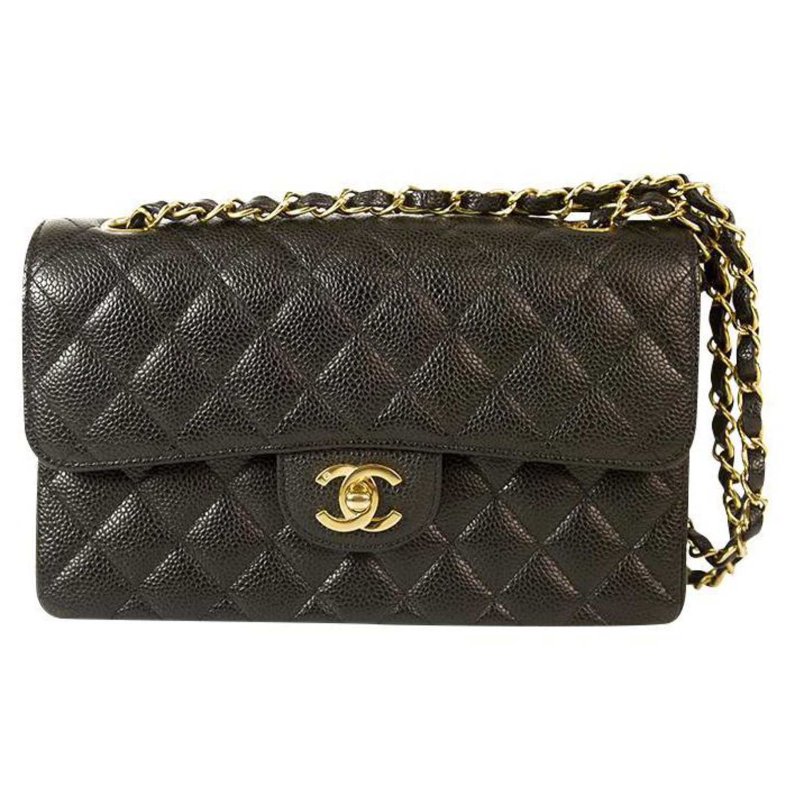 Timeless CHANEL Black Caviar Leather 255 Classic lined Flap Small Bag  Silvertone hrdwr ref.153894 - Joli Closet