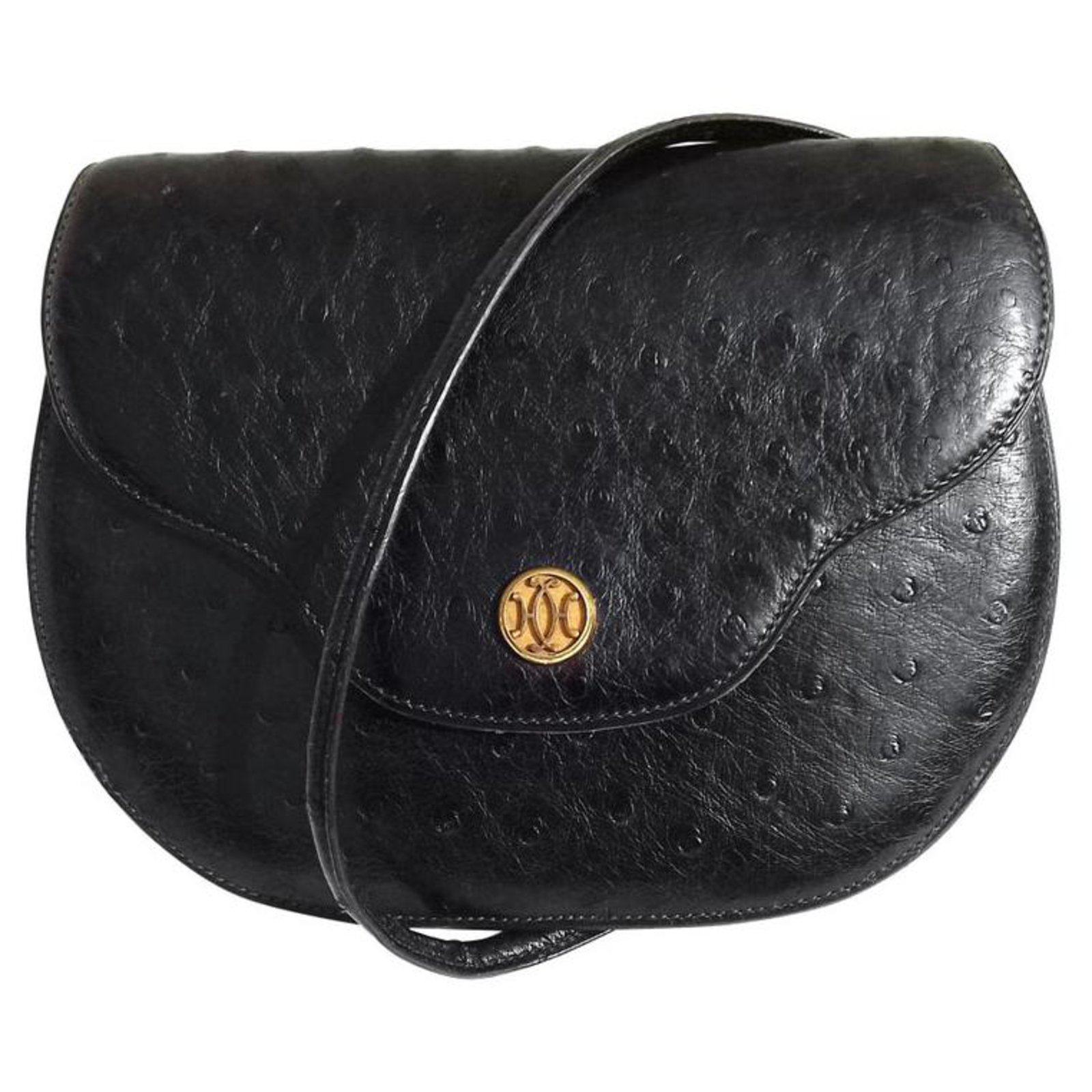 Hermès purse purse purse Black Ghw Ostrich purse Exotic leather