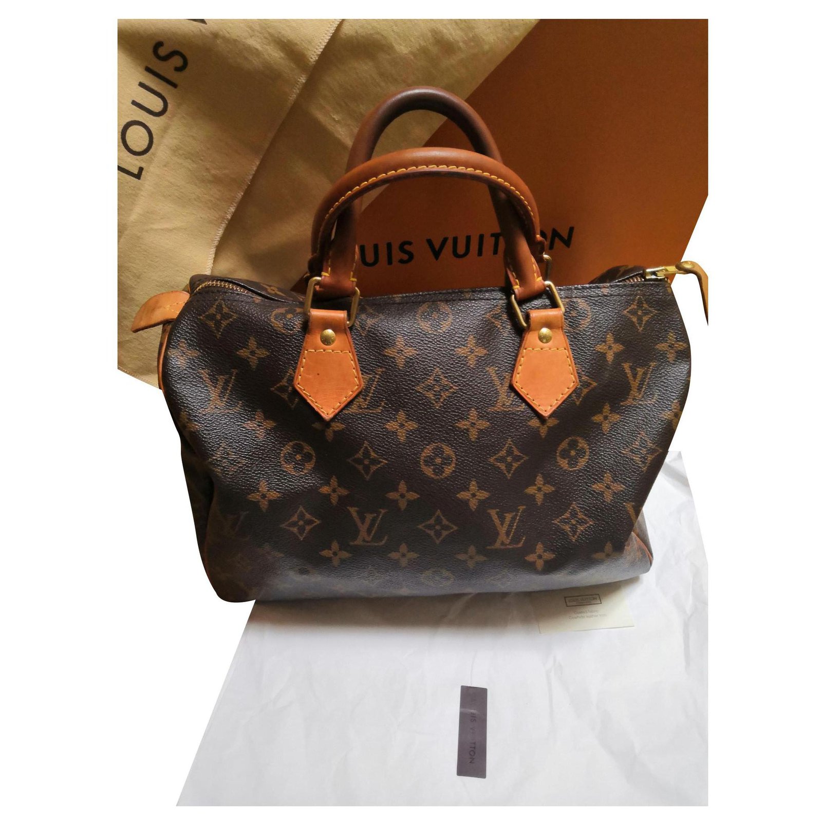 Beautiful Louis Vuitton Speedy bag 30 Dark brown Leather Cloth ref.154335 -  Joli Closet