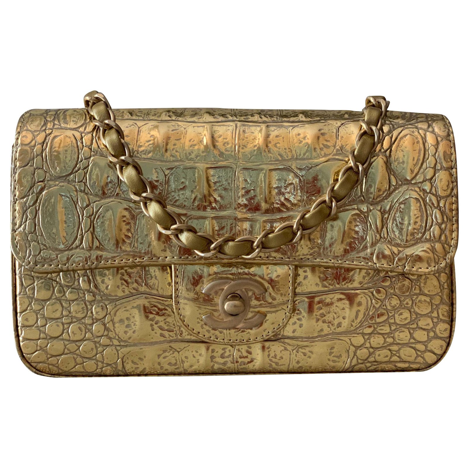 CHANEL Vintage Tassel Box Quilted Metallic Bronze / Gold-tone Crossbody