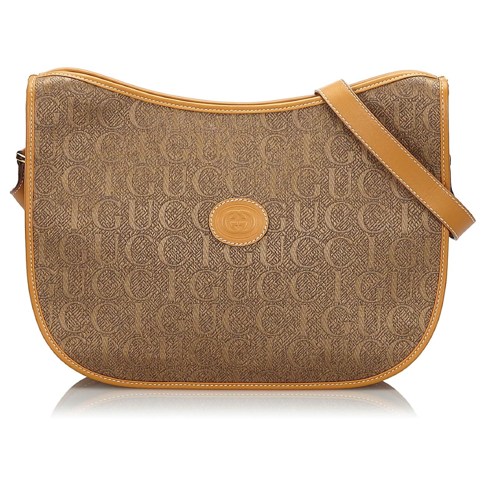 Gucci Brown Canvas Crossbody Bag Light brown Dark brown Leather Cloth