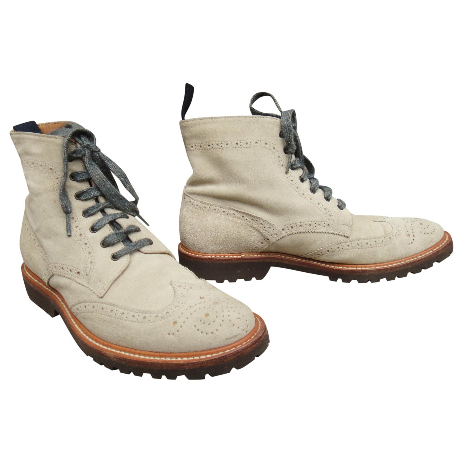 Brunello Cucinelli Beige Velvet Lace Up Ankle Mountain Boots - 37