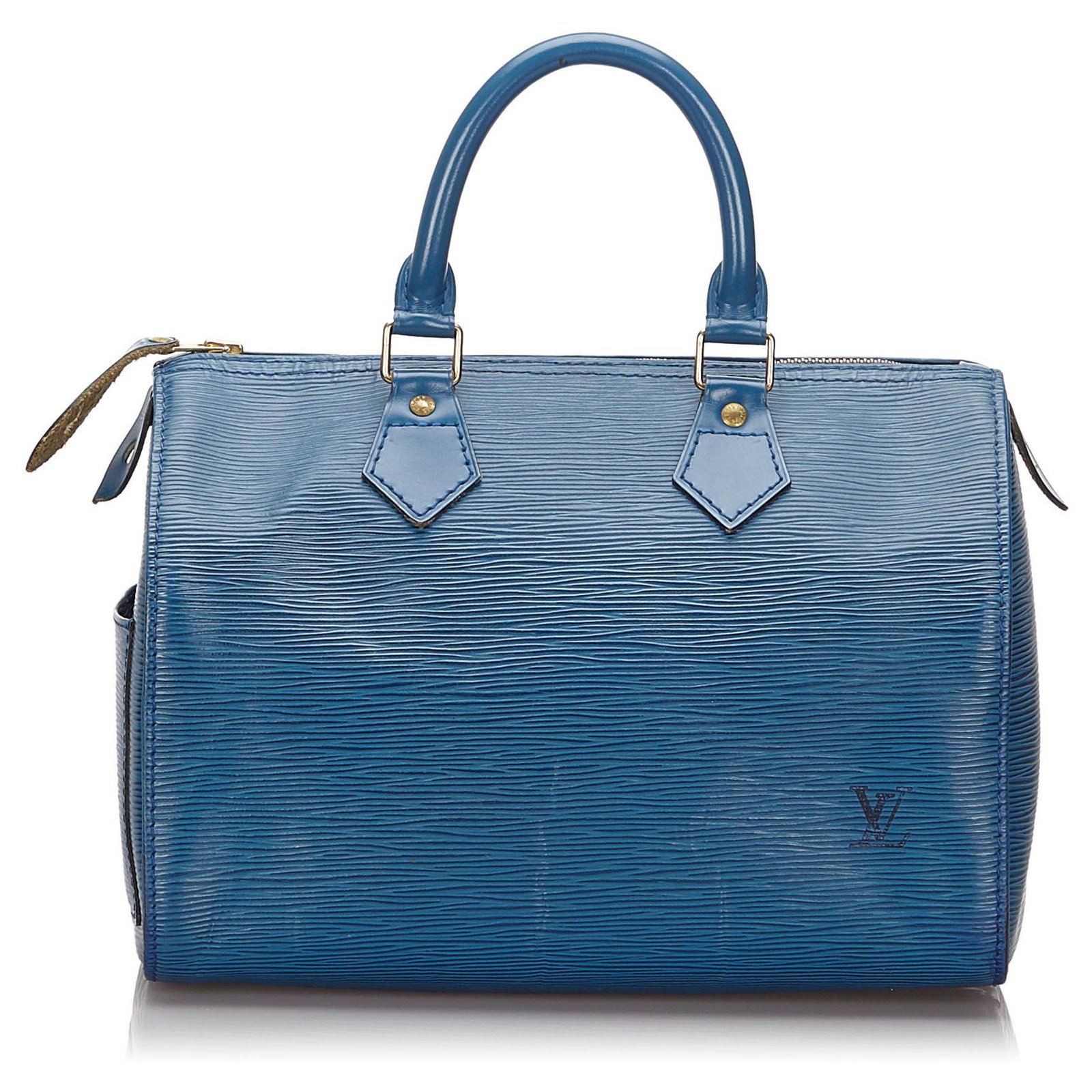 Sacs à main Louis Vuitton Louis Vuitton Blue Epi Speedy 25 Cuir Bleu ref.156089 - Joli Closet