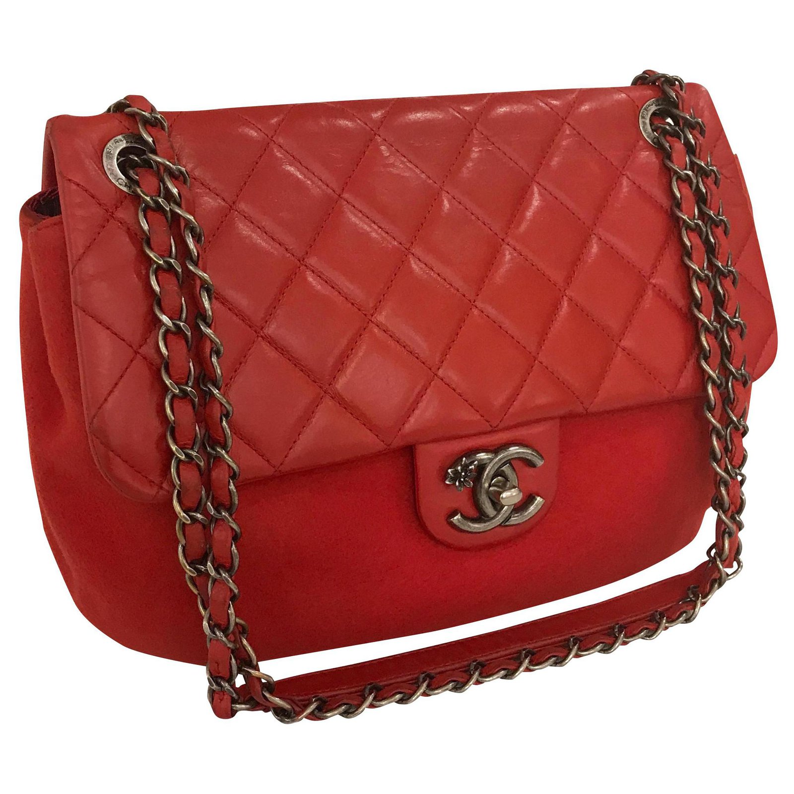 Chanel Paris-Salzburg 27 cm Flap Bag Red Leather Wool ref.156244