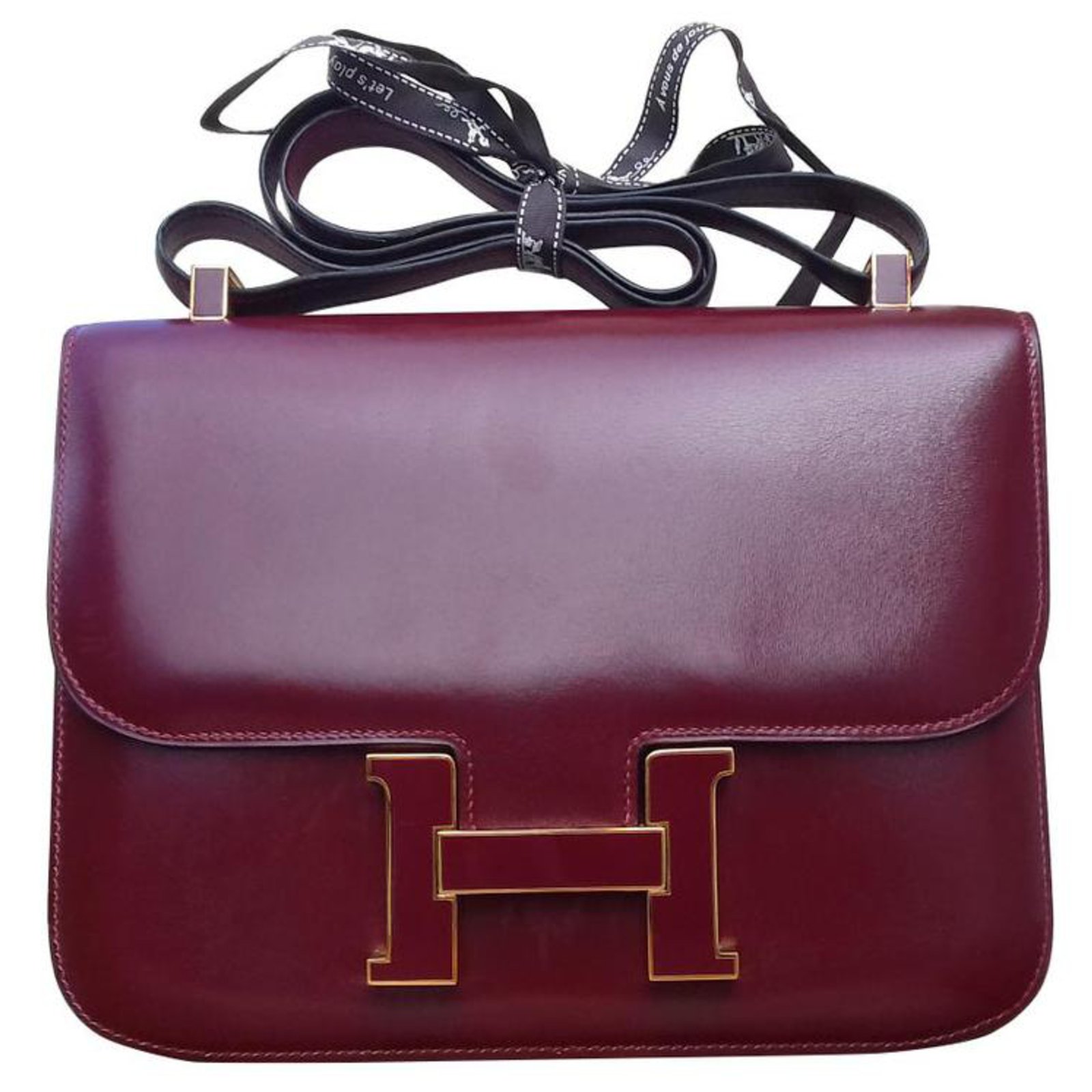 Hermès Constance Box Rouge H handbag 23 Enamelled loop Red Leather