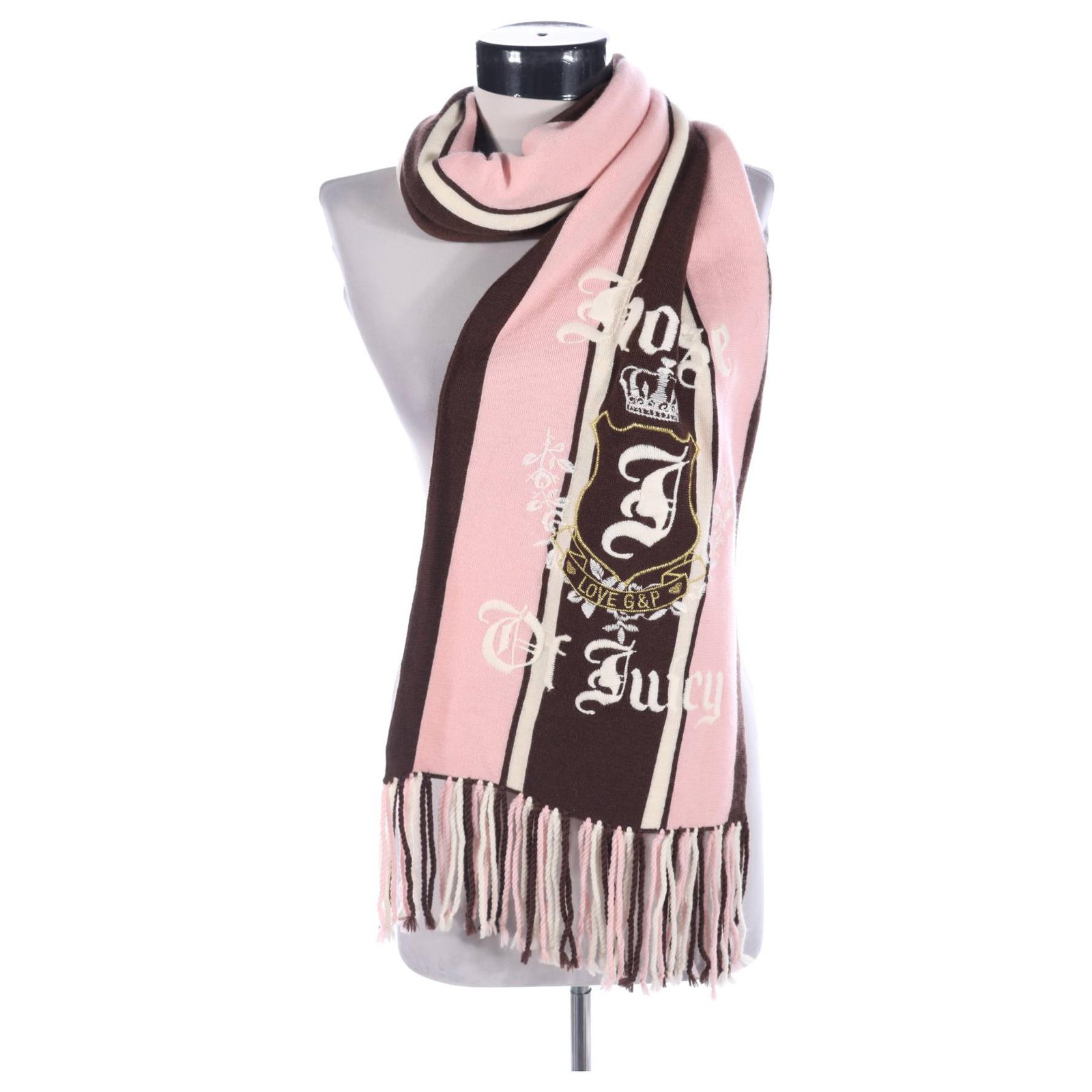 JUICY COUTURE Satin Logo All Over Print Square Scarf Pink 21 3/4"x21  3/4" pink