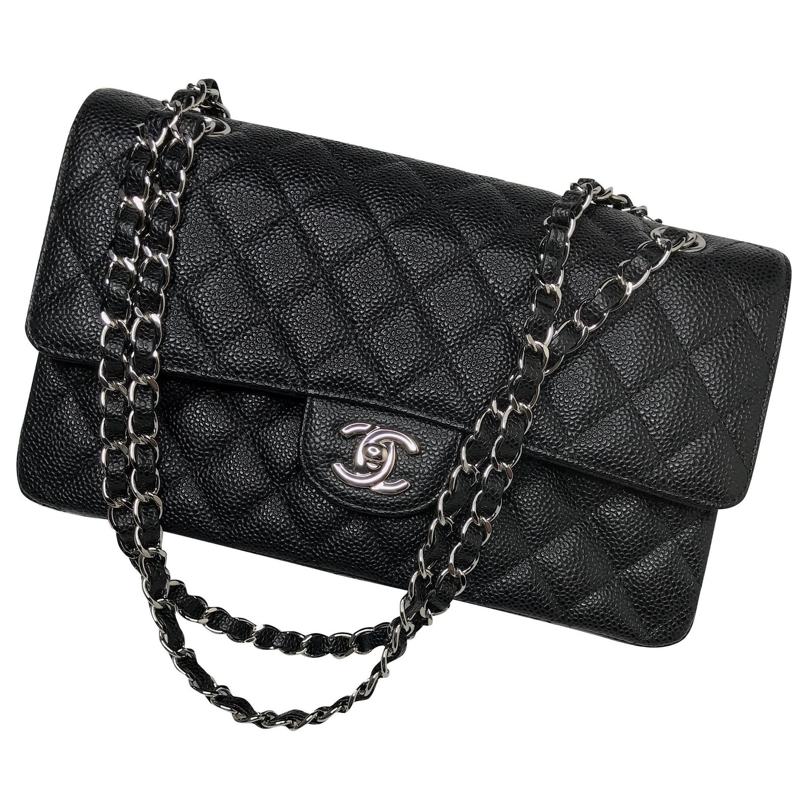 chanel black sequin bolsa