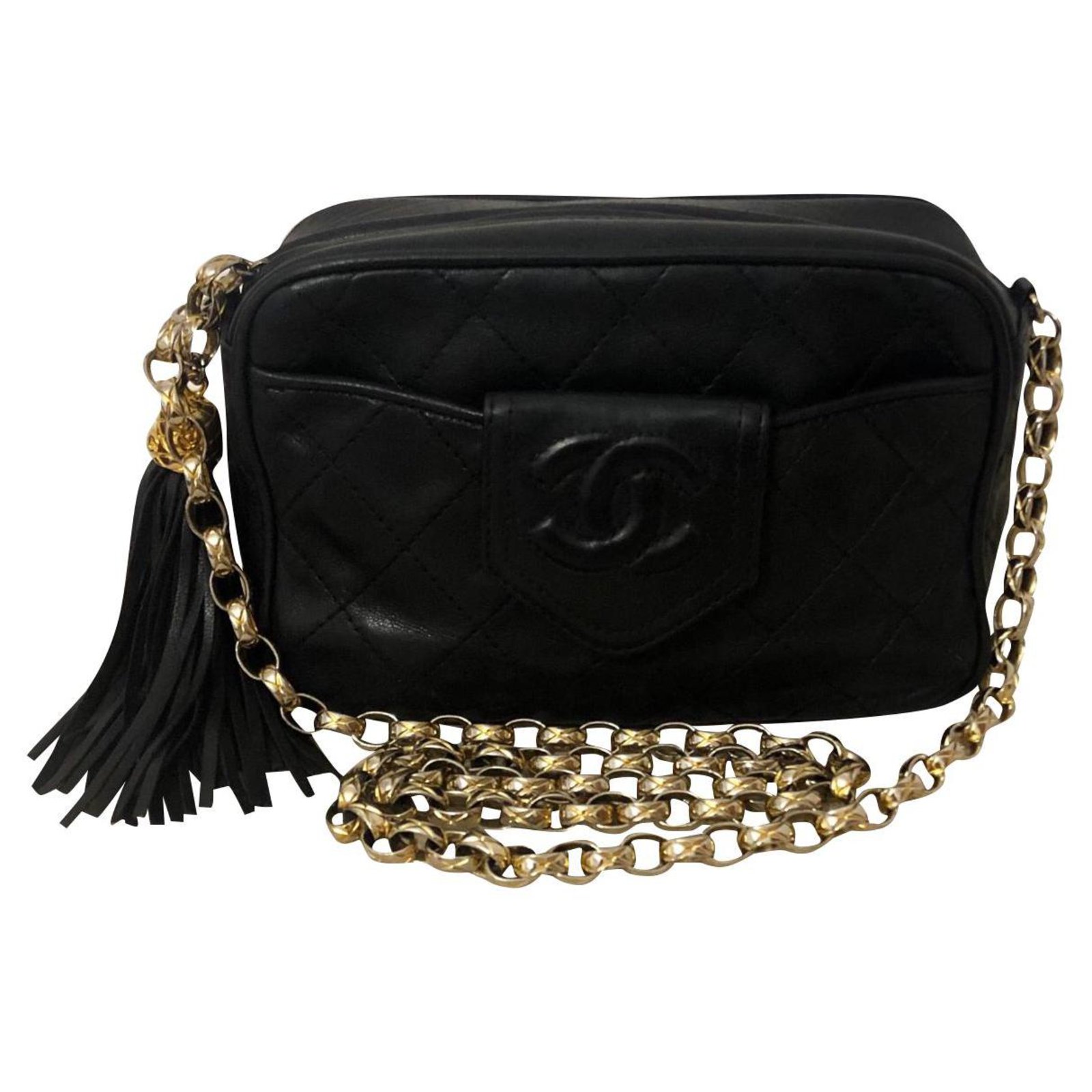 Chanel Logo Camera bag Black Lambskin ref.156899 - Joli Closet