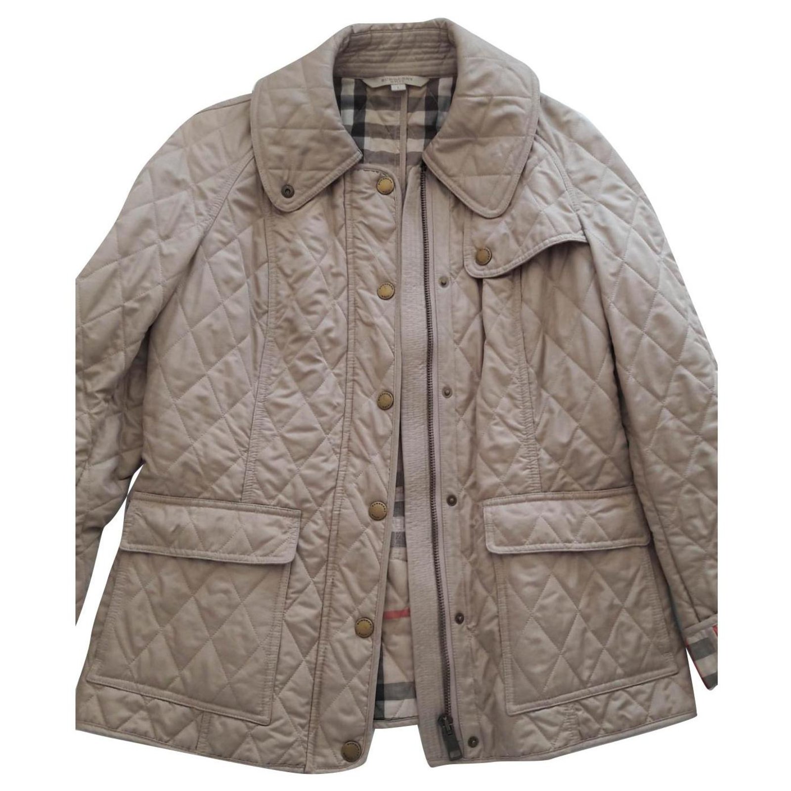 Burberry Brit Burberry classic beige quilted jacket, size L Polyester ...