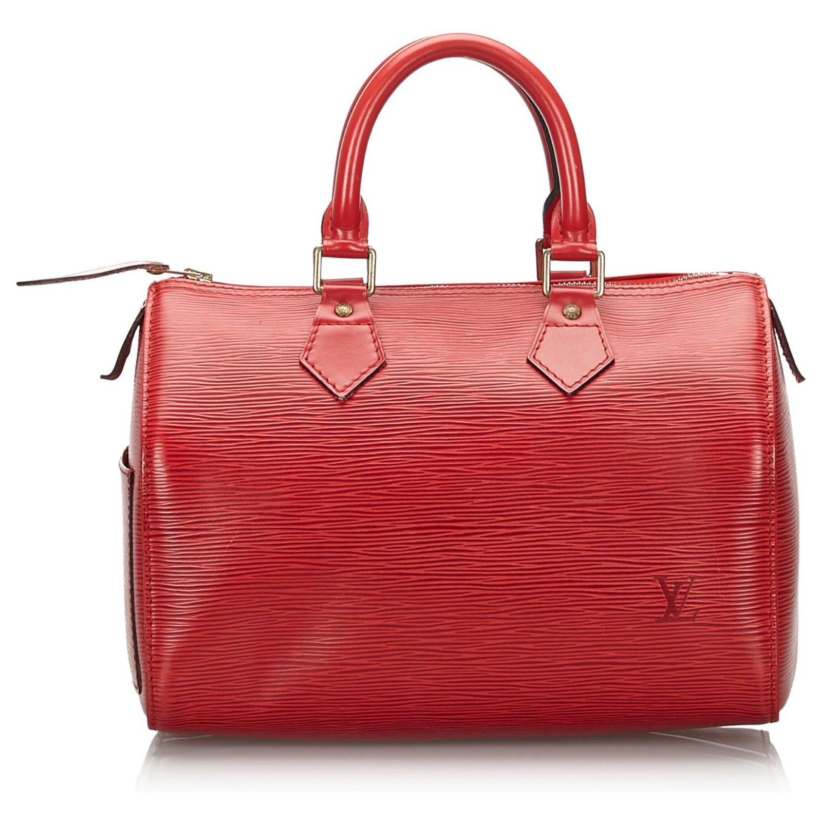 Sacs à main Louis Vuitton Louis Vuitton Red Epi Speedy 25 Cuir Rouge ref.157343 - Joli Closet