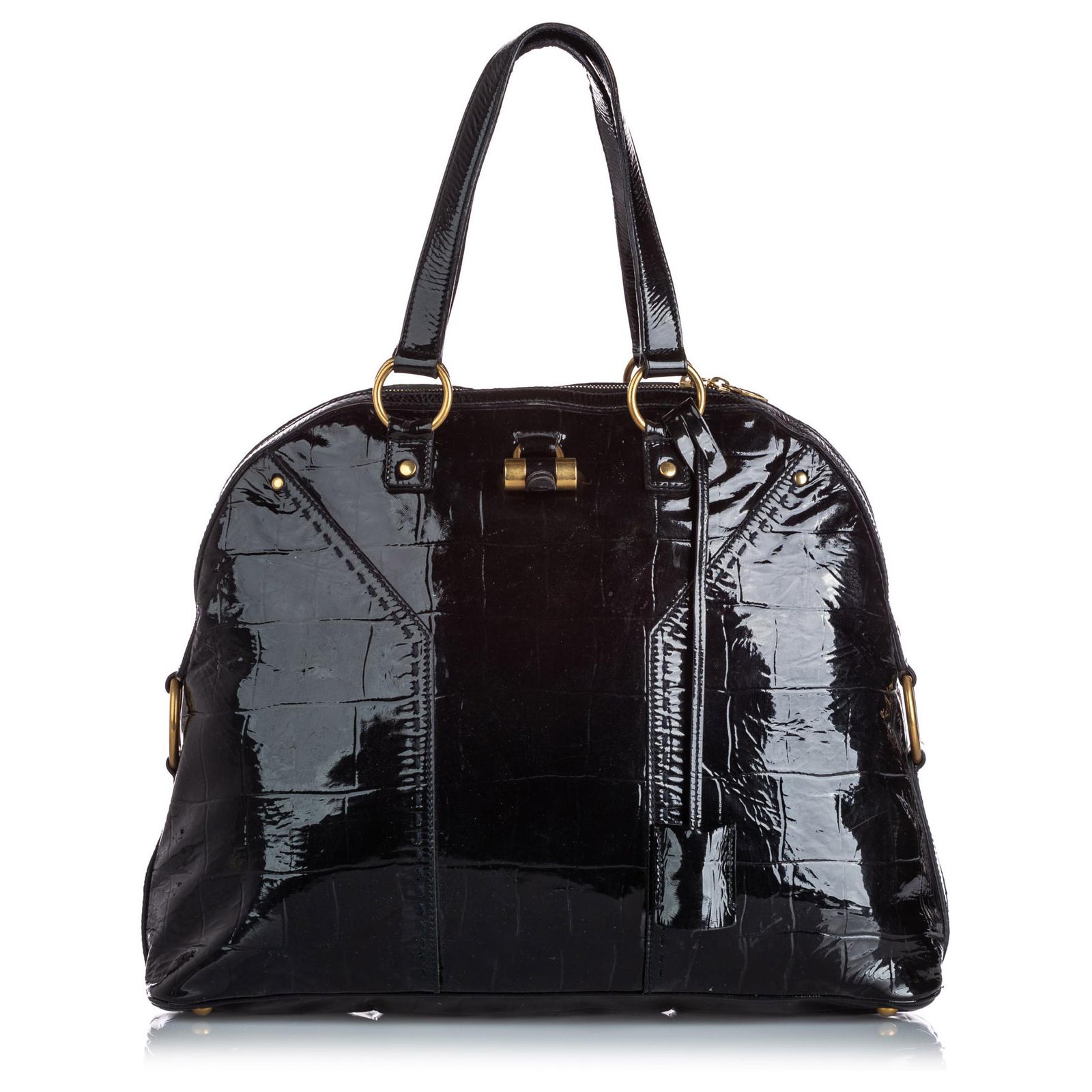 Yves Saint Laurent Ysl Black Patent Leather Muse Handbag Handbags Leather Other Black Ref Joli Closet