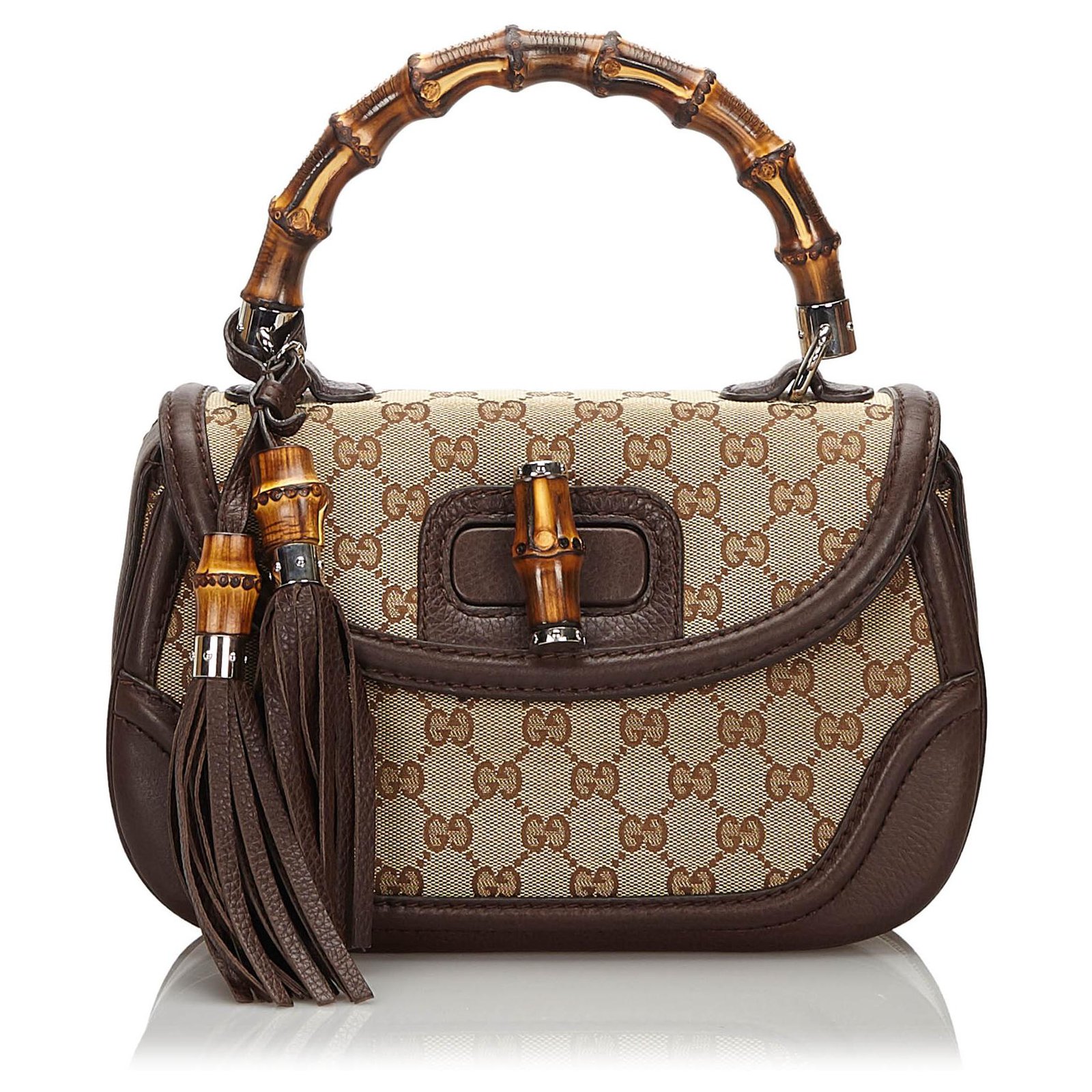 Diana bamboo leather crossbody bag Gucci Brown in Leather - 31563737