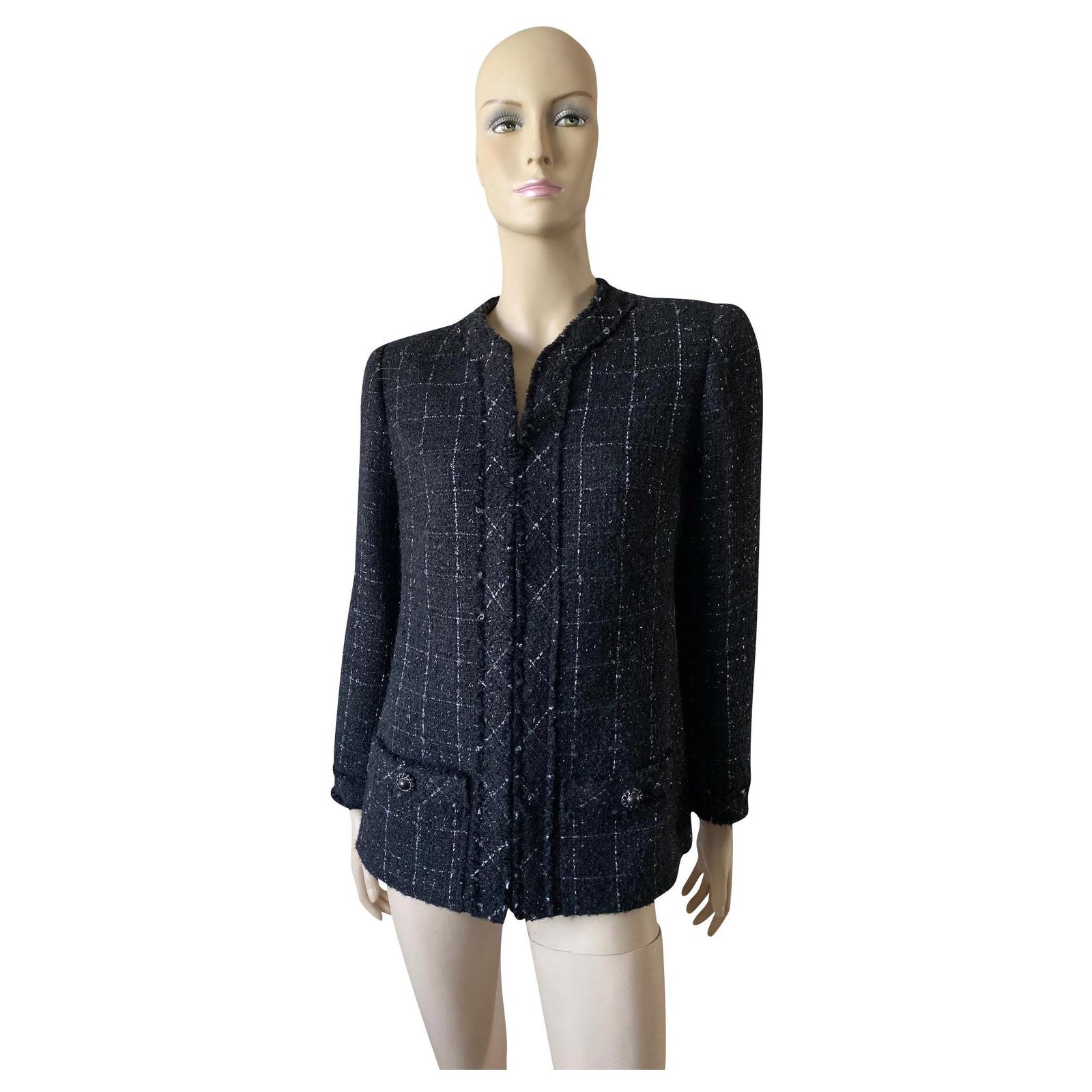 Jacket Chanel Tweed Black Gray New Invoice ref.157705 - Joli Closet