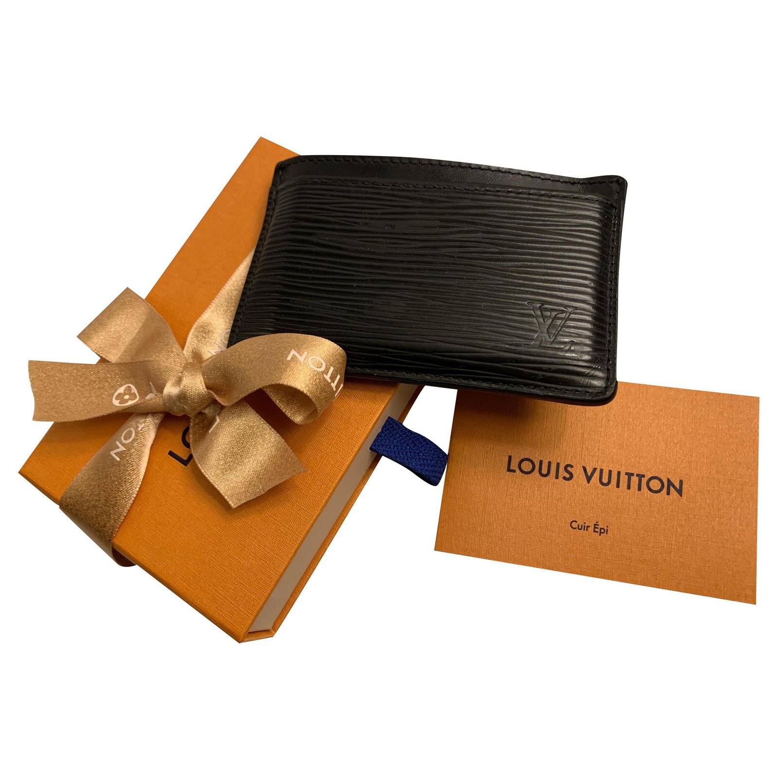 LOUIS VUITTON Multiple Epi Leather Wallet Black