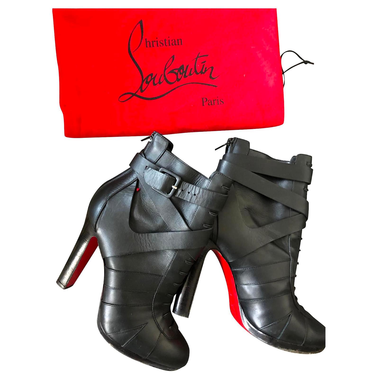 Christian Louboutin botas negras Negro Cuero ref.158202 - Joli Closet