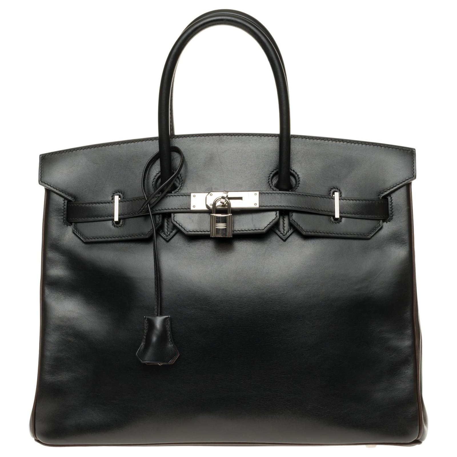 Hermès HERMES BIRKIN 35 Special order in two-tone leather box black and ...
