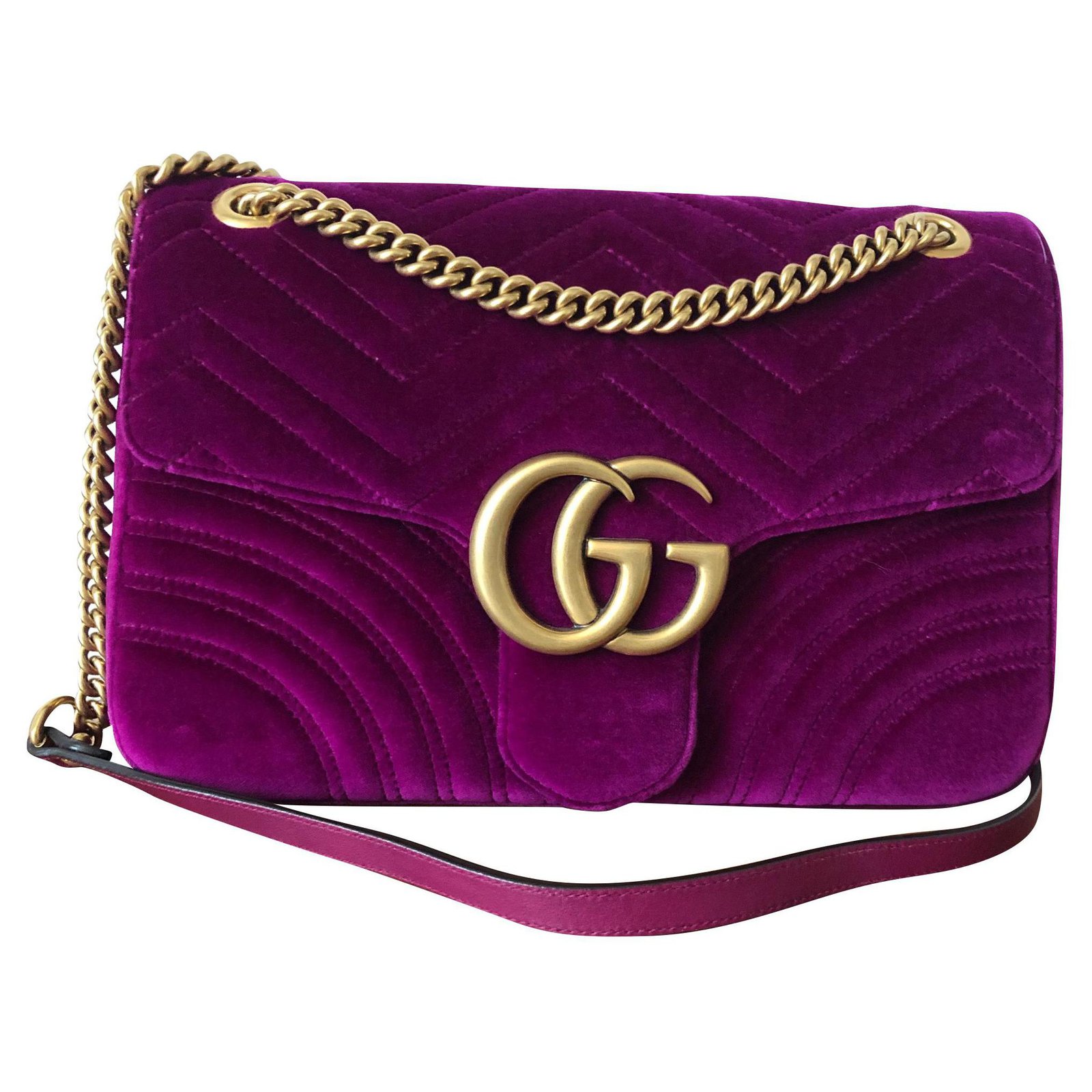Gucci Marmont Handbags Velvet Purple 