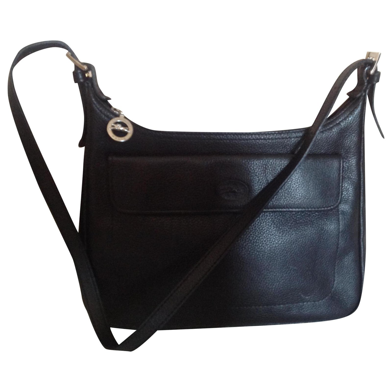 longchamp black leather shoulder bag
