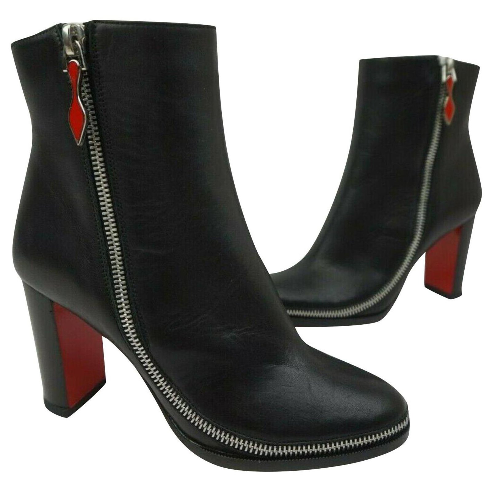 Leather ankle boots Christian Louboutin Black size 40 EU in