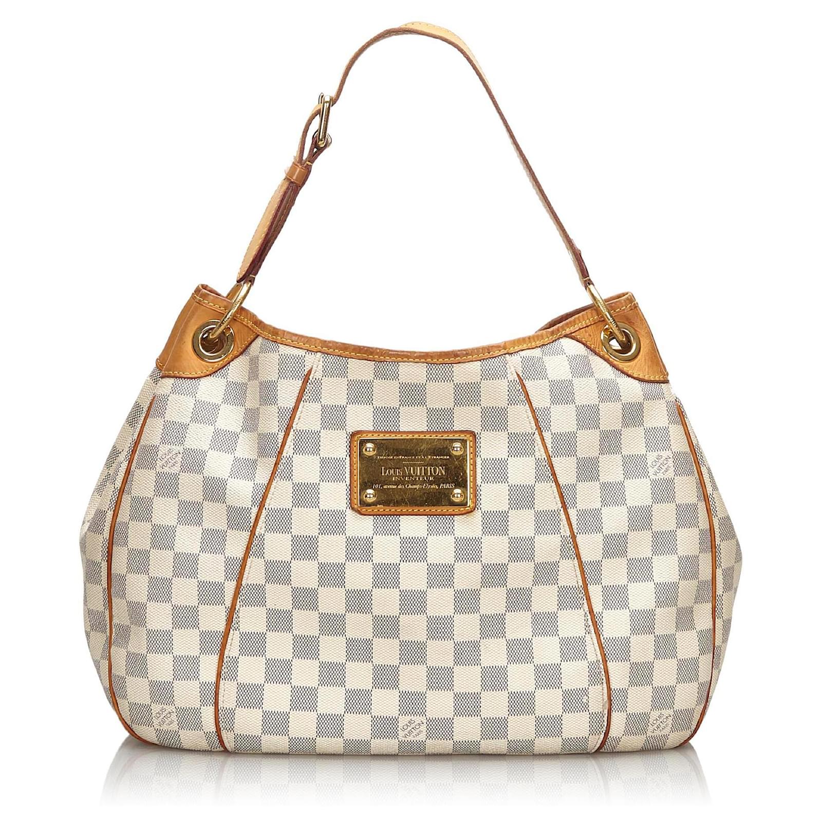 Louis Vuitton Weißer Damier Azur Galliera PM Blau Leder Leinwand ref.160063  - Joli Closet