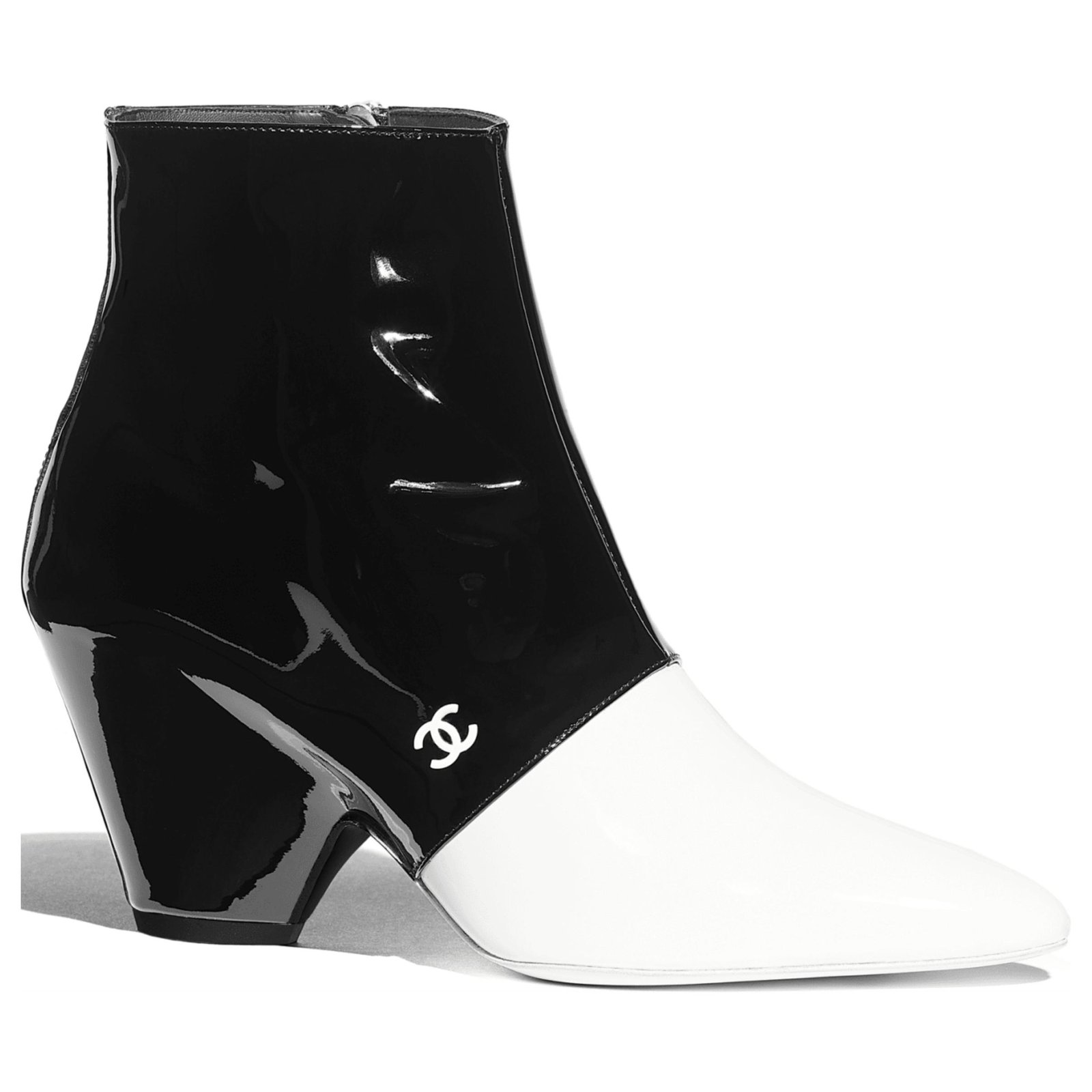 CHANEL calf leather Boots White & Black