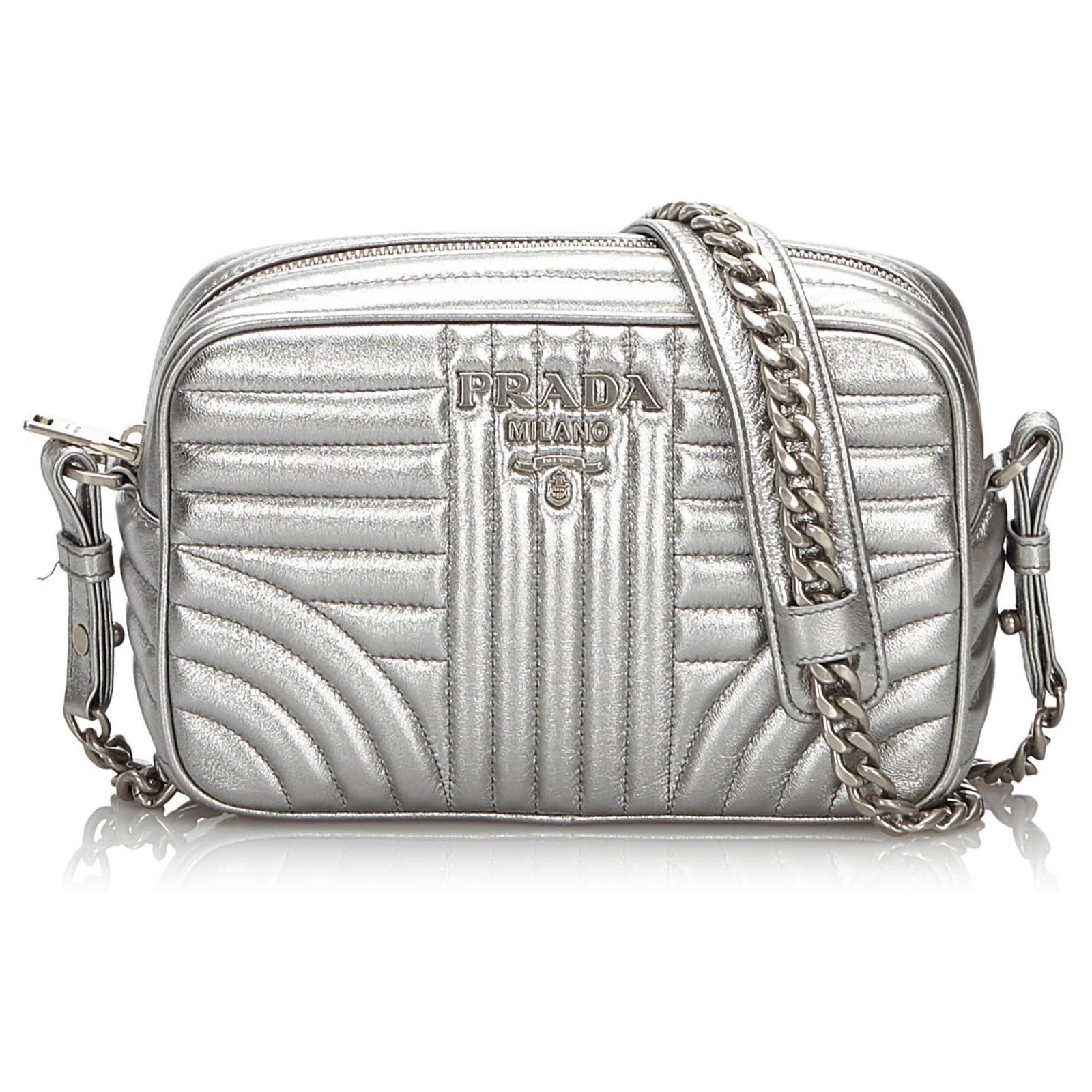 prada bolsa silver