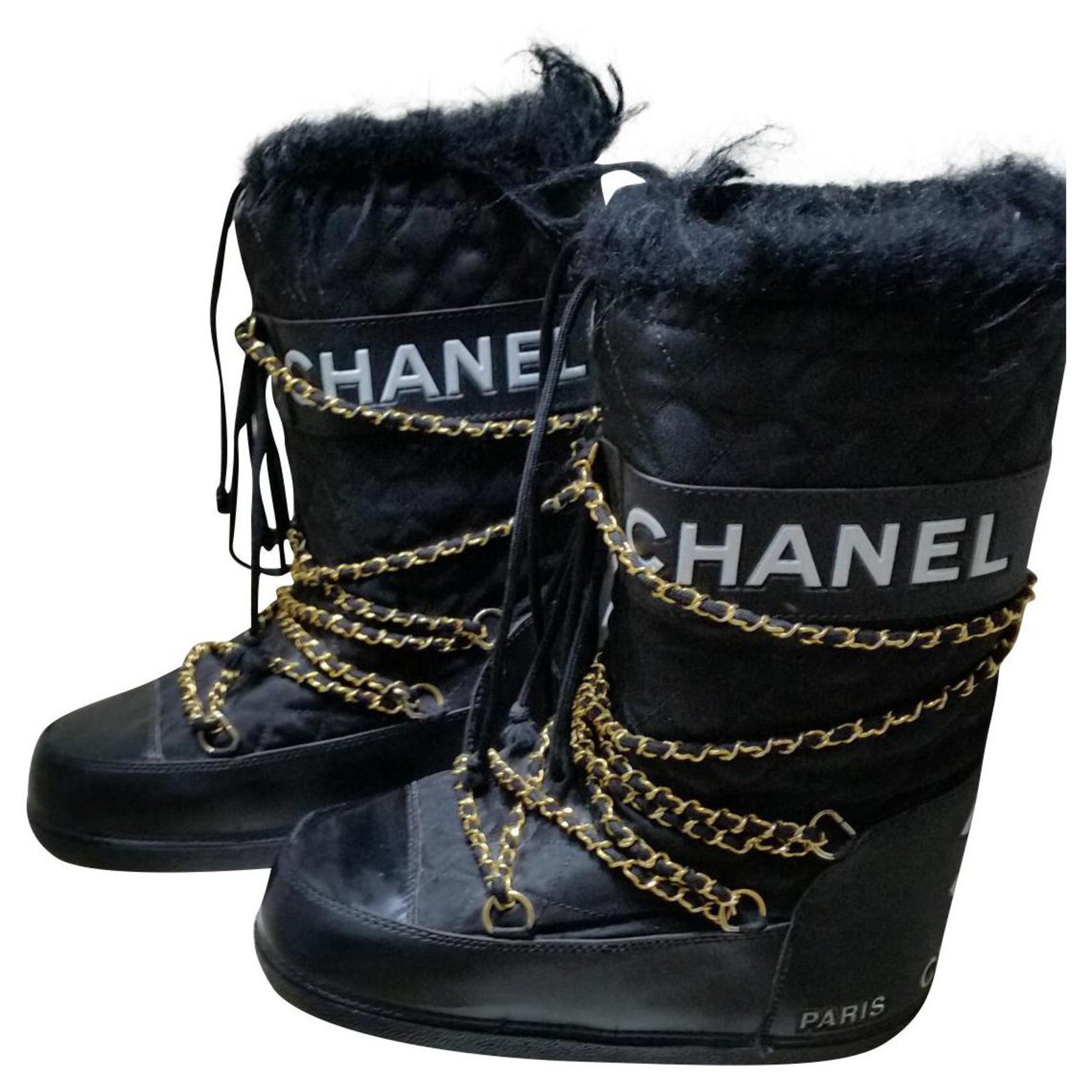 Chanel Apres Ski Moon Boots - Black Boots, Shoes - CHA348255