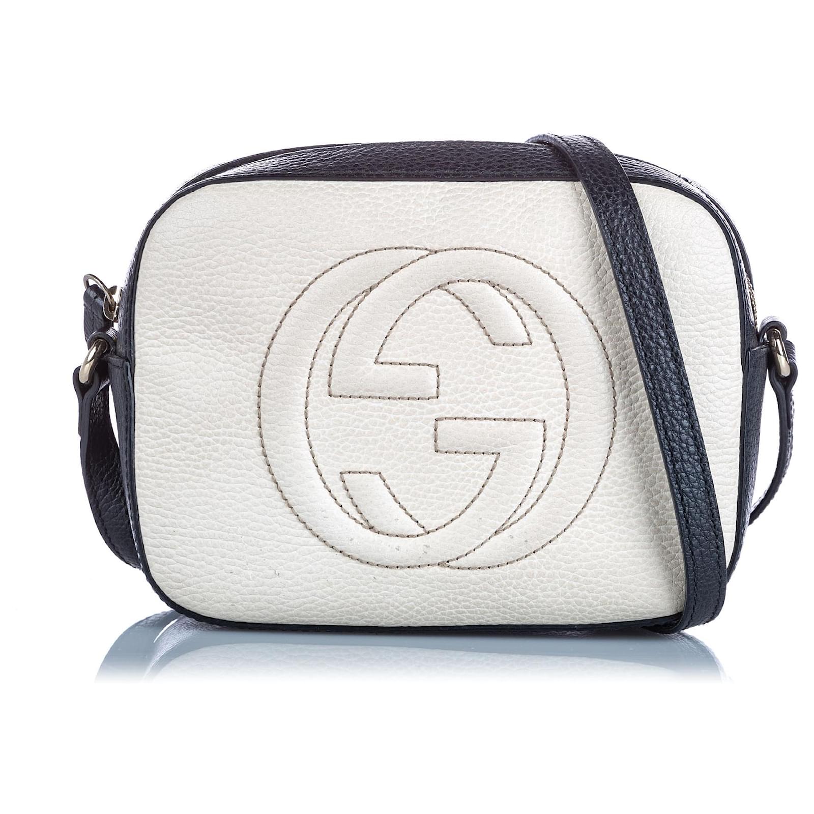 gucci black leather disco cross body bolsa