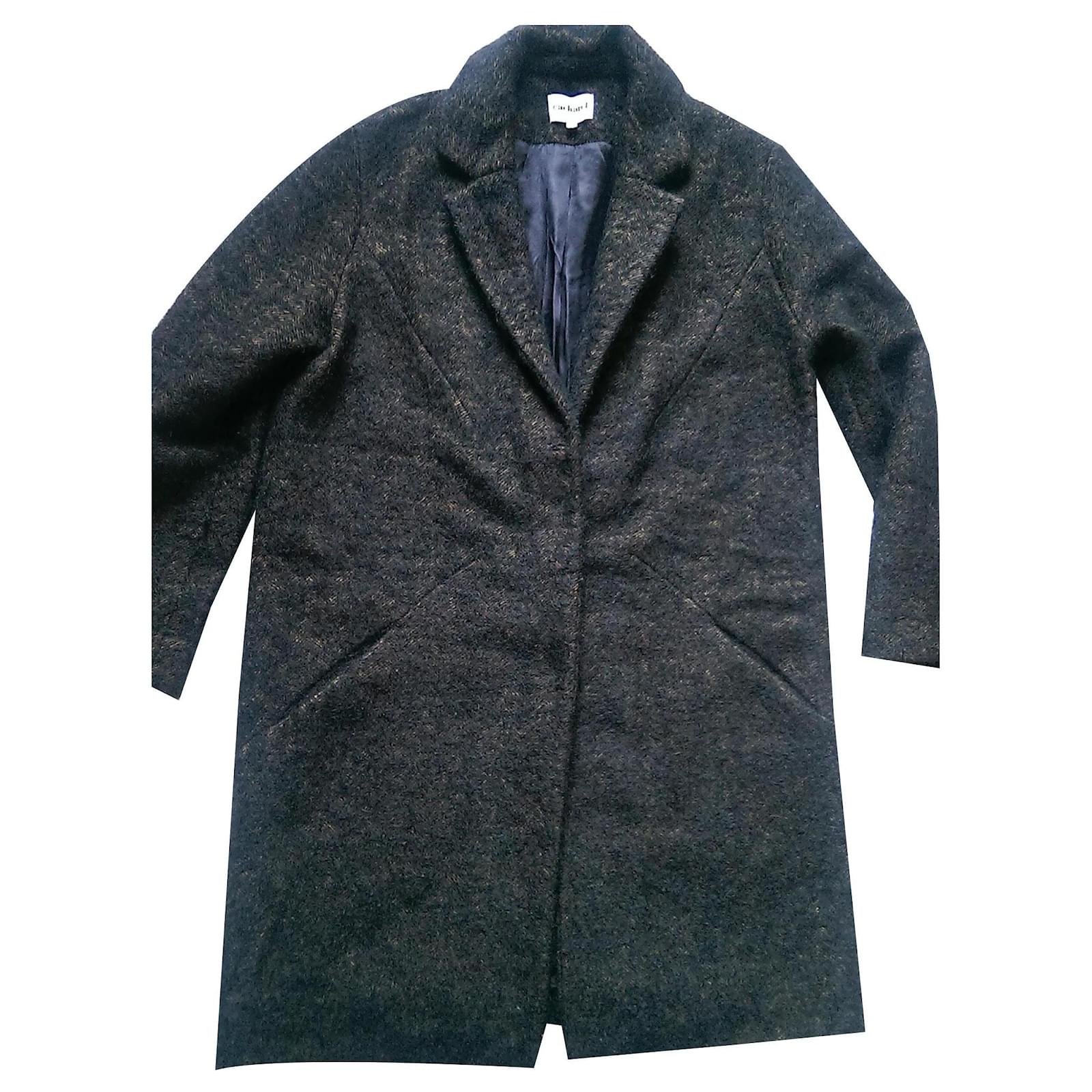 Cacharel Coats, Outerwear Black Khaki Wool Mohair ref.160533 Joli Closet