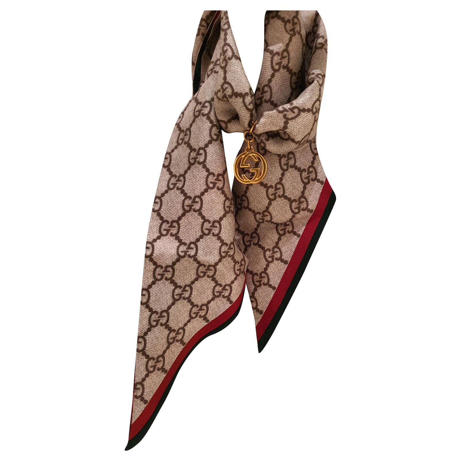 Gucci Vintage - GG Web Wool Scarf - Brown Red - Wool and Silk Scarf -  Luxury High Quality - Avvenice