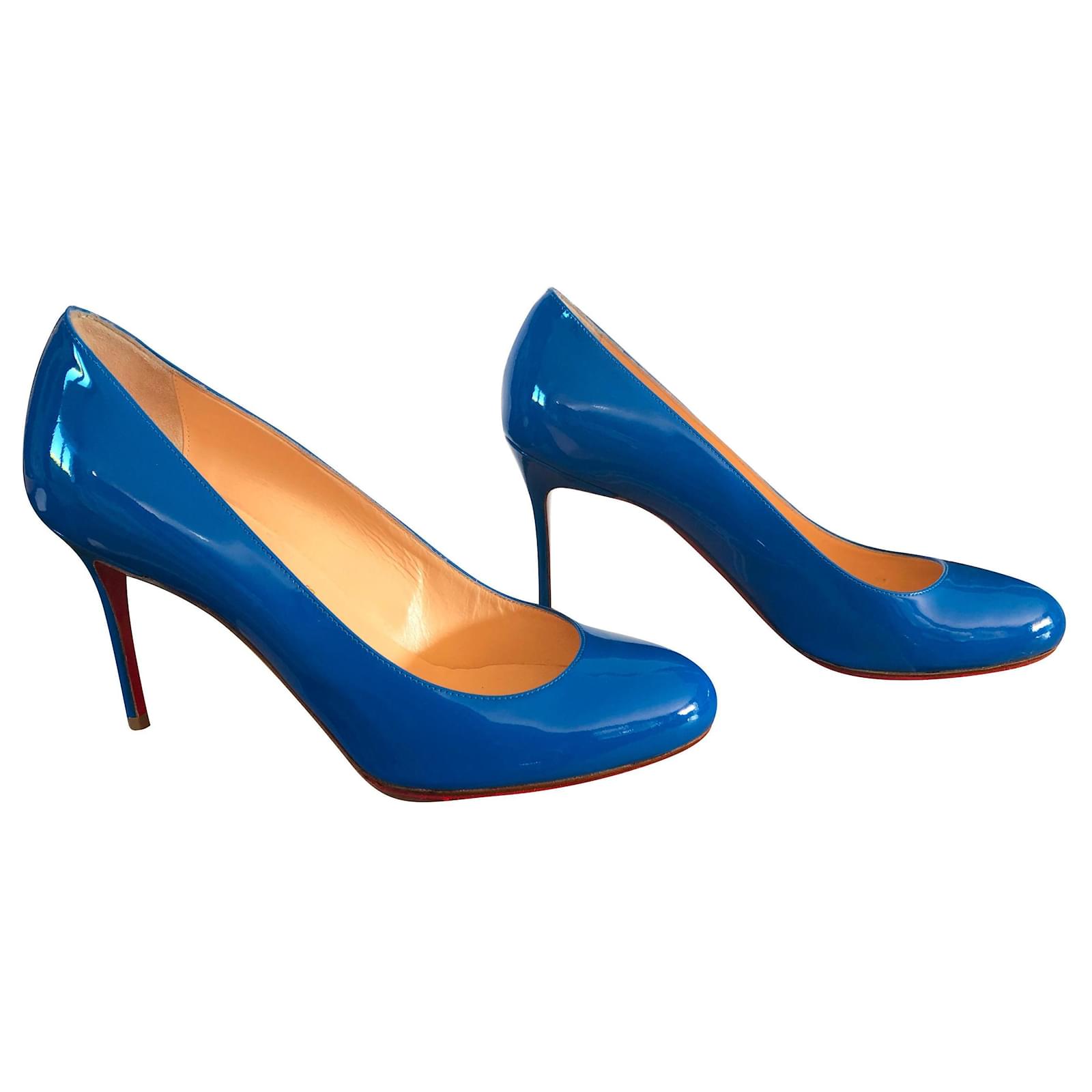 light blue patent heels