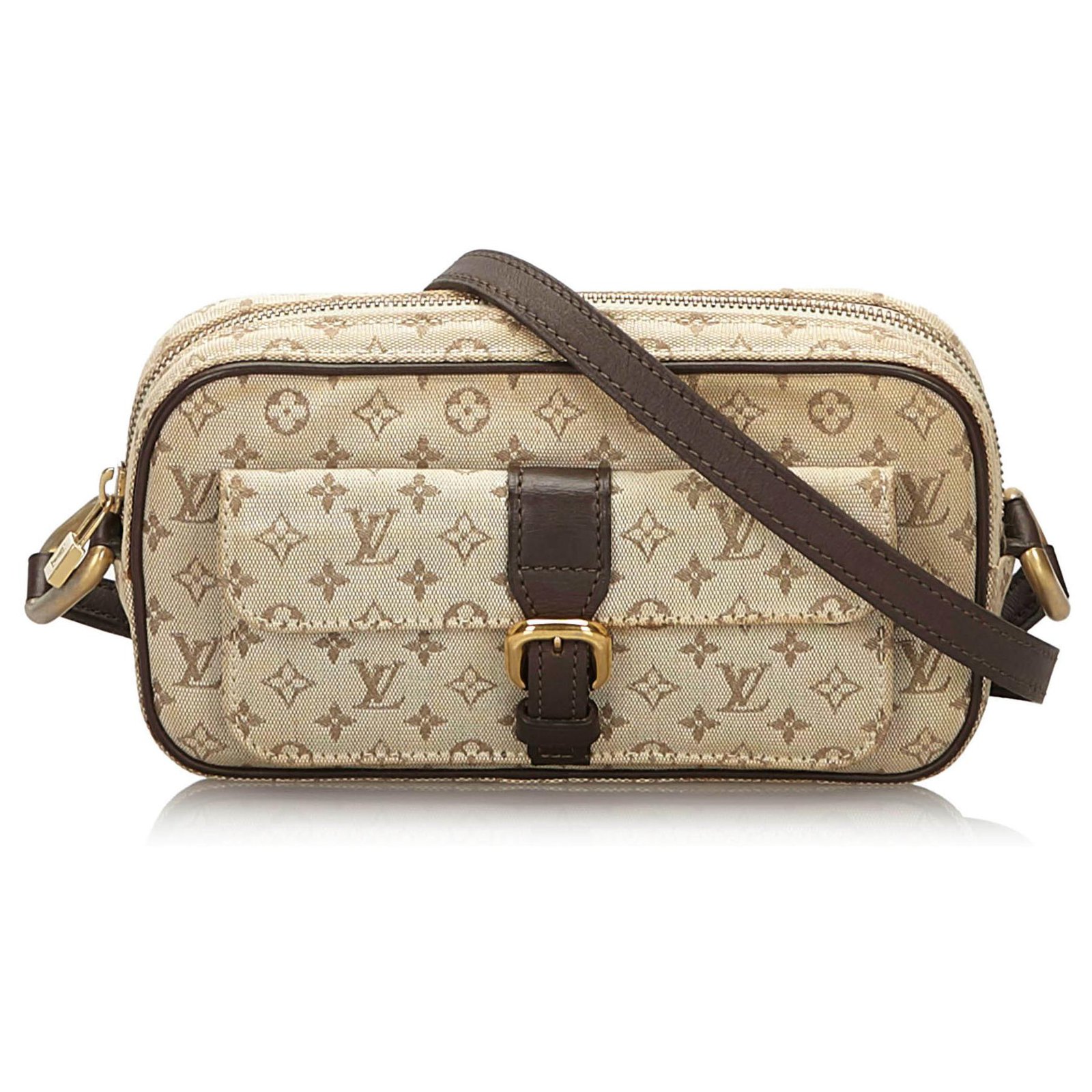 Louis Vuitton Monogram Mini Lin Juliette MM Brown Khaki Leather Cotton  Cloth ref.92946 - Joli Closet