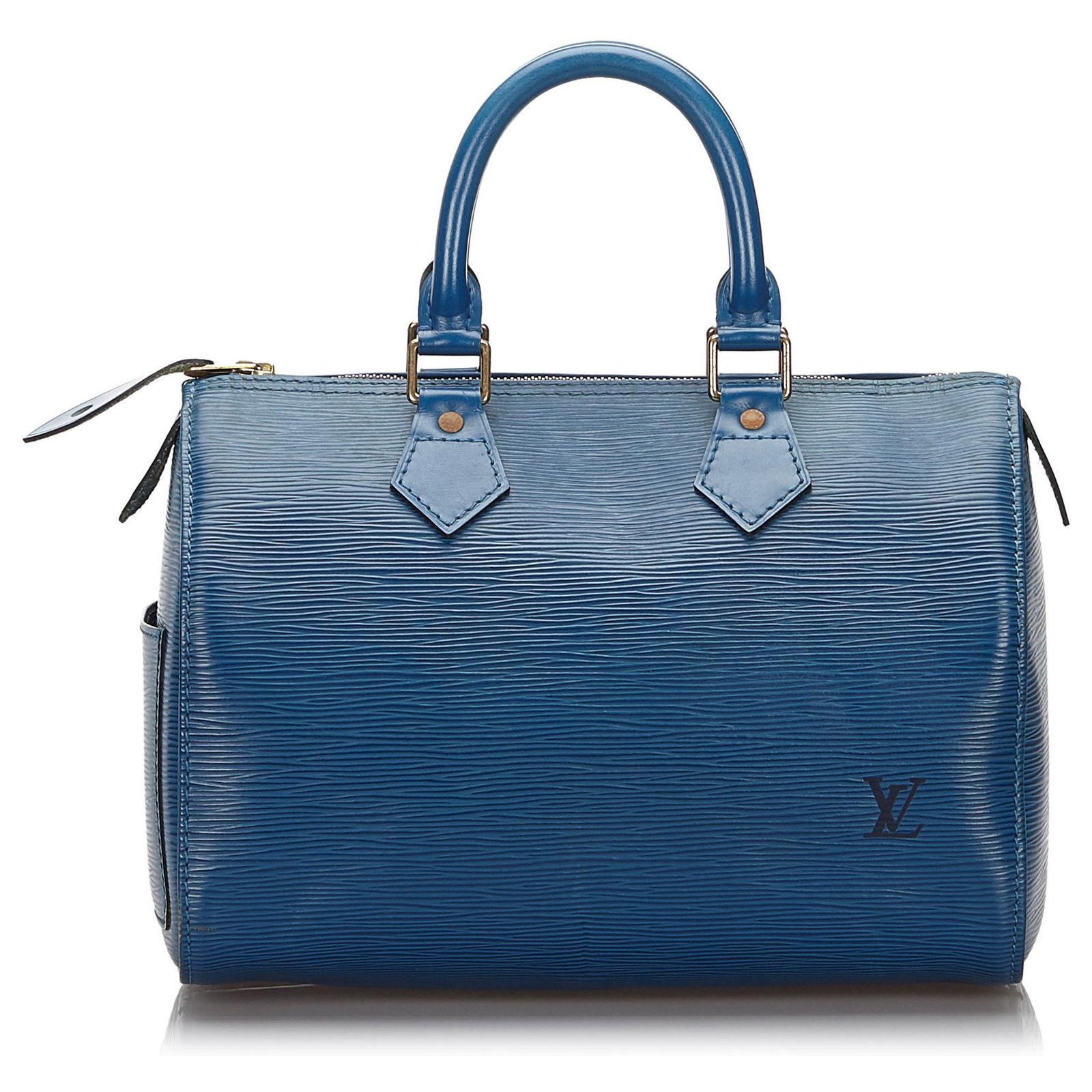 Sacs à main Louis Vuitton Louis Vuitton Blue Epi Speedy 25 Cuir Bleu ref.161338 - Joli Closet