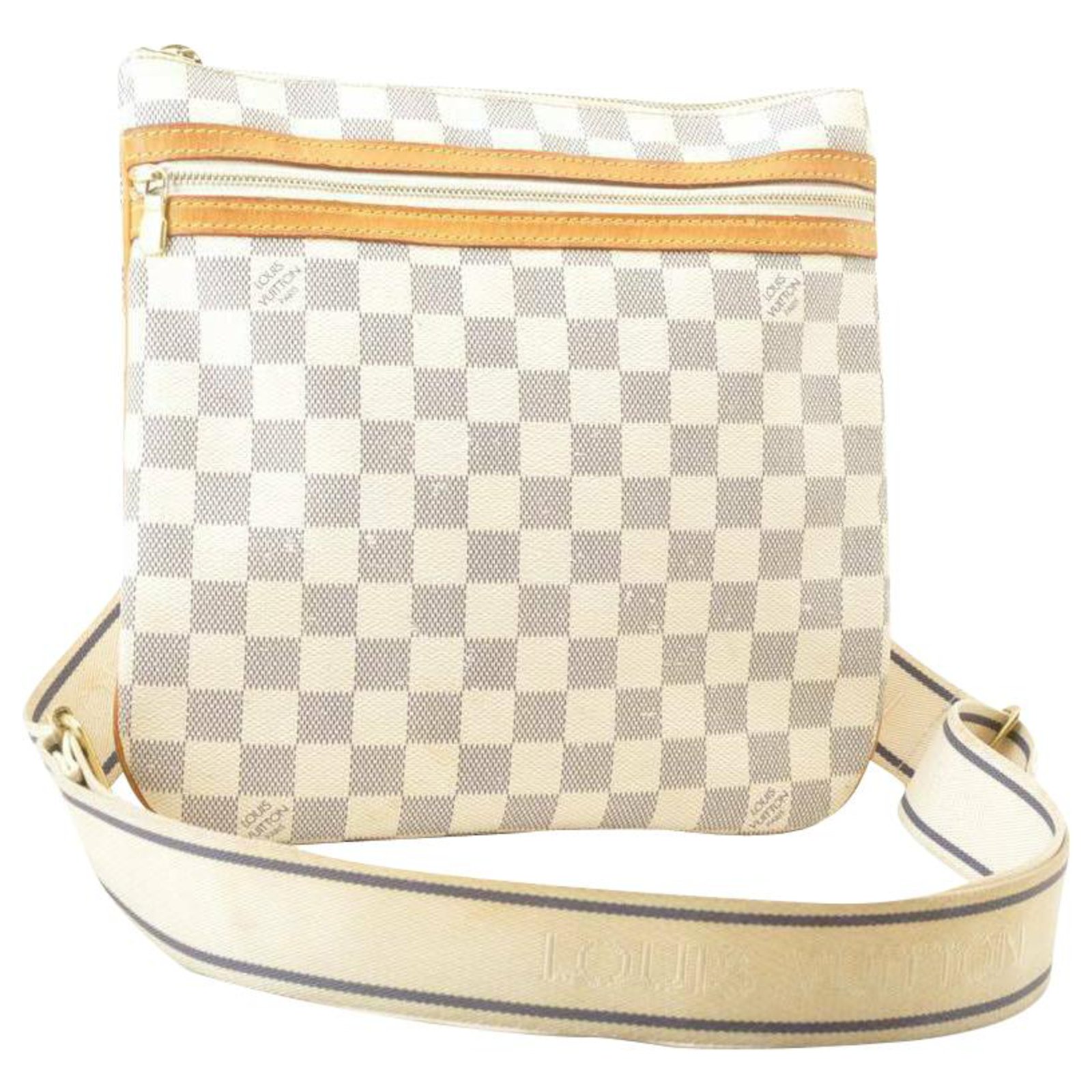 Sacs à main Louis Vuitton Louis Vuitton Damier Azur Pochette Bosphore Toile Blanc ref.161429 ...