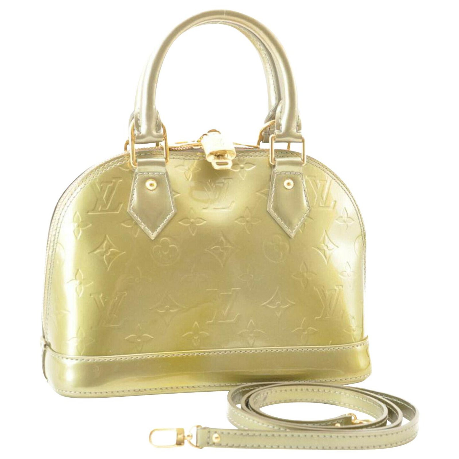 Louis Vuitton Alma Monogram Vernis BB Givre in Patent Leather with  Gold-tone - US