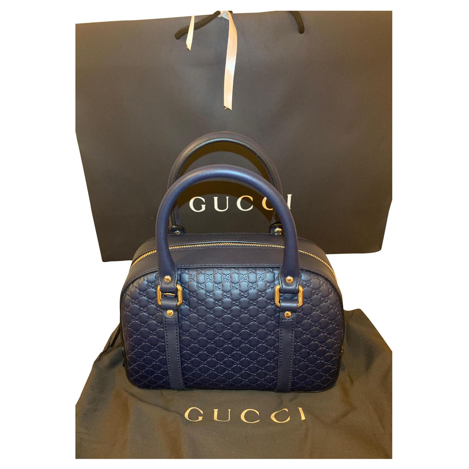Gucci Handbags Handbags Leather Navy 