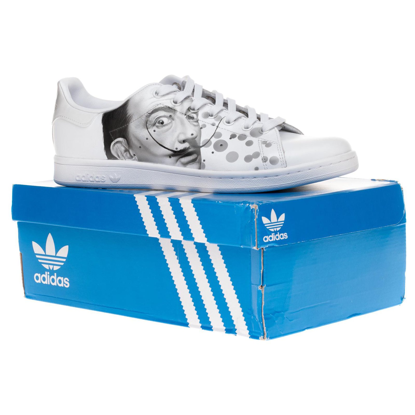Adidas Stan Smith Zapatillas de deporte "Dali" totalmente blancas personalizadas por PatBo, Nueva condición, 1/3 Blanco Cuero ref.162297 - Joli Closet