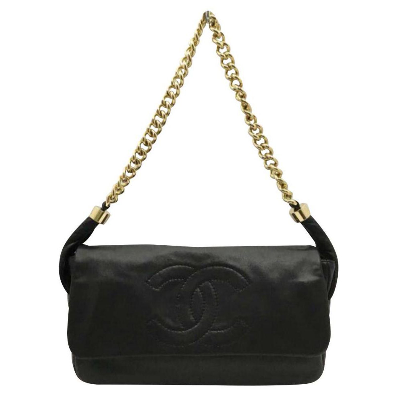 Chanel gold chain shoulder leather bag Black ref.162385 - Joli Closet