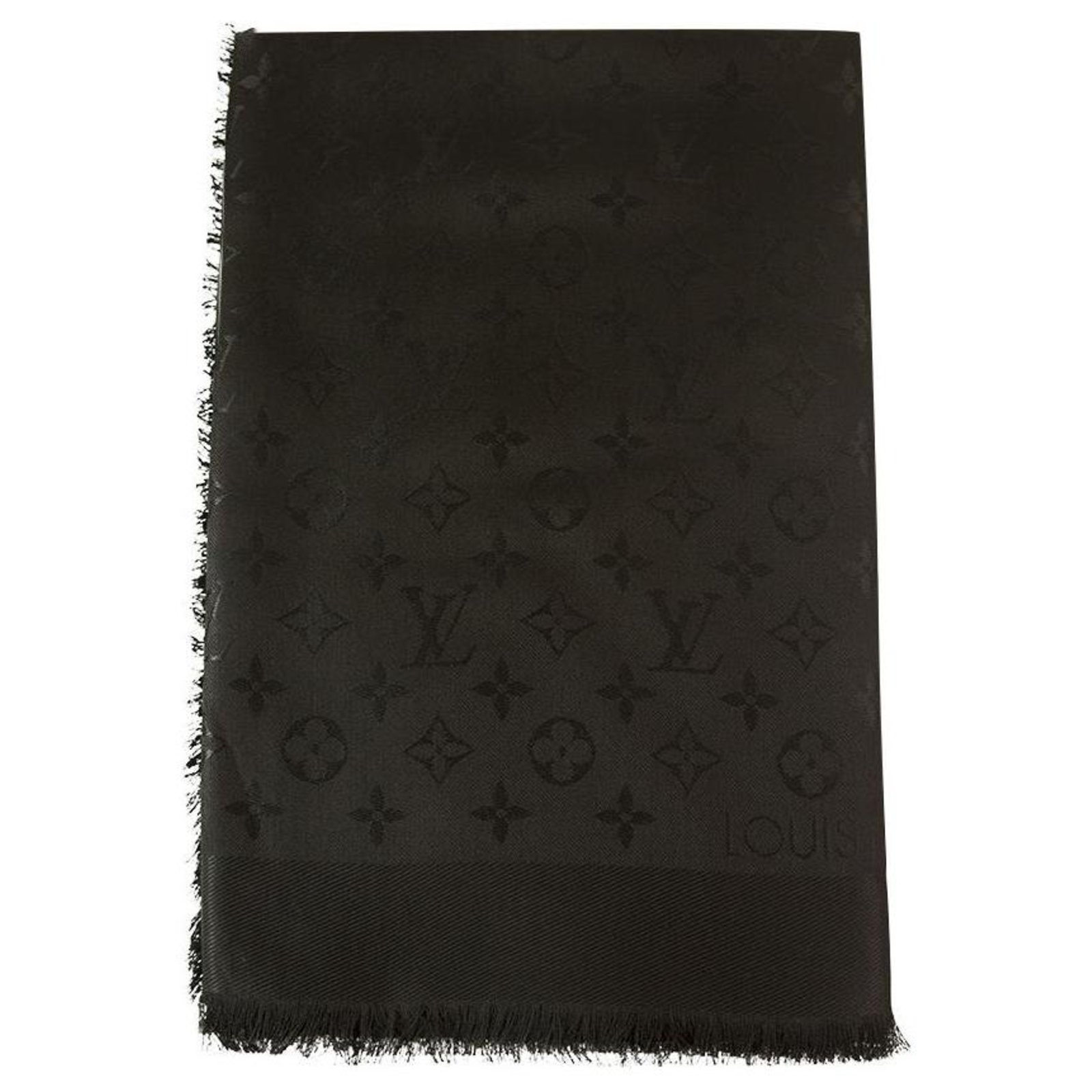 Louis Vuitton monogram black Tone on tone shawl weaved jacquard
