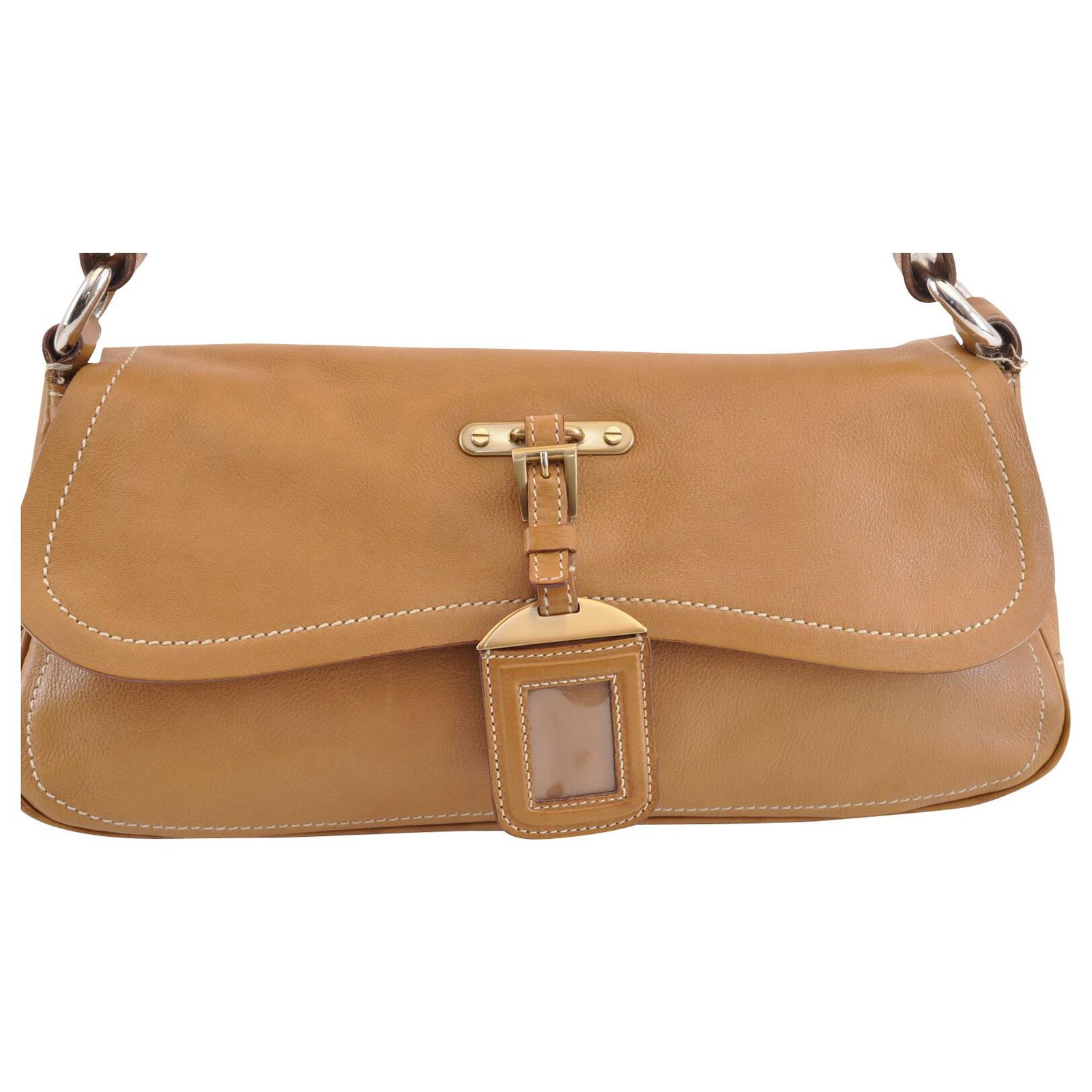 prada tan leather handbag