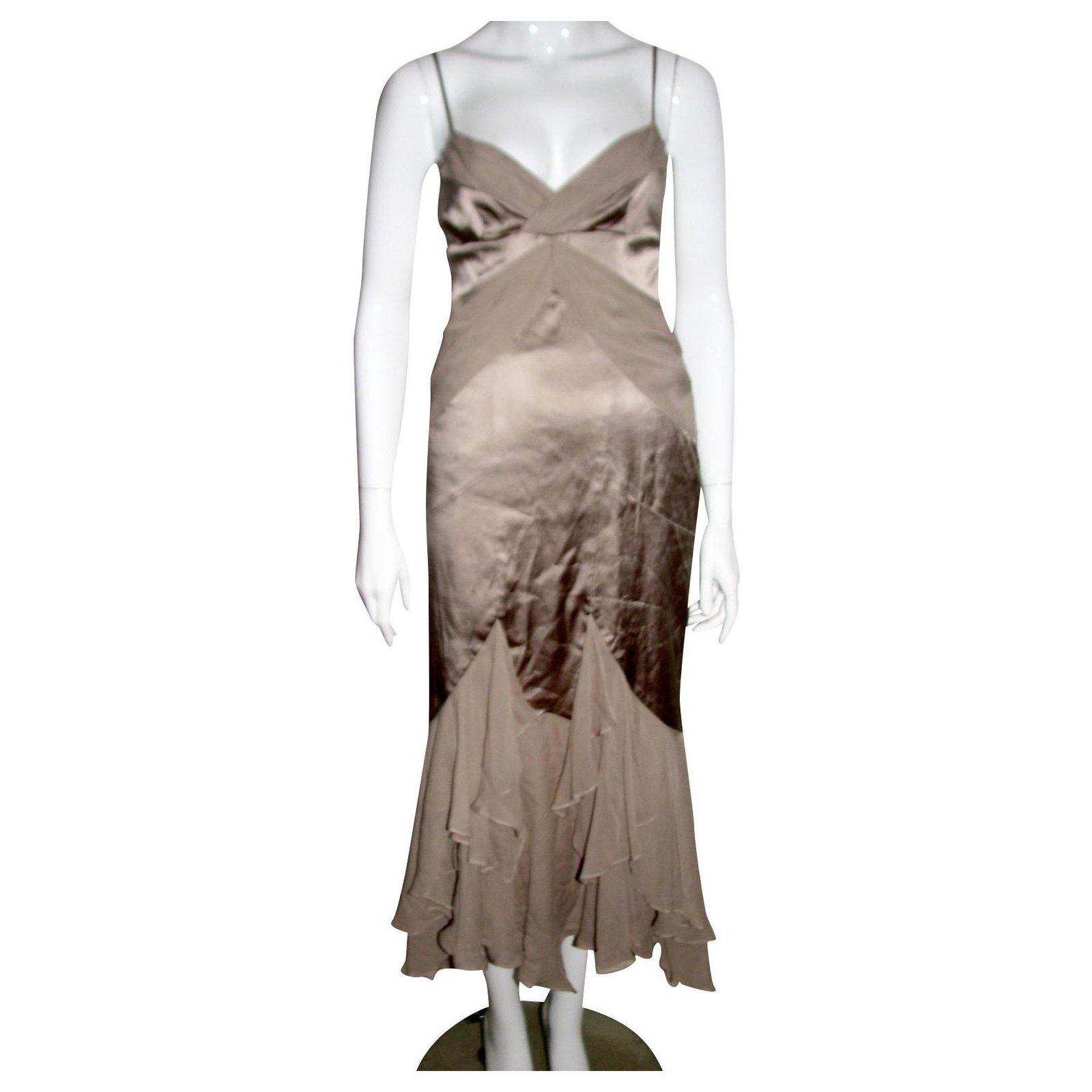 Rareza Convencional Conciliar Karen Millen Vestido de sirena color champán Bronce Cobre Seda ref.163500 -  Joli Closet