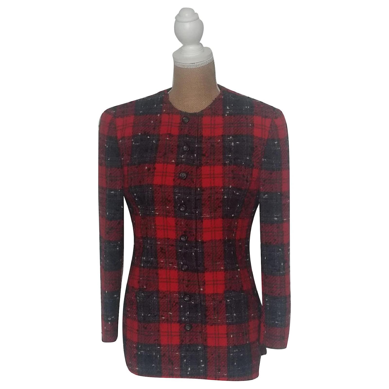 Vintage Miss V Valentino tartan jacket Red Wool ref.163946 - Joli