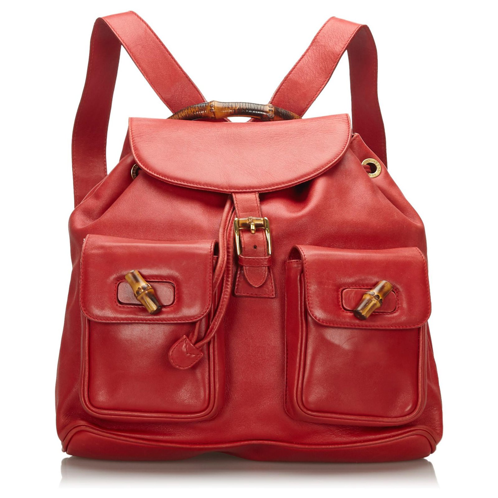gucci red leather backpack